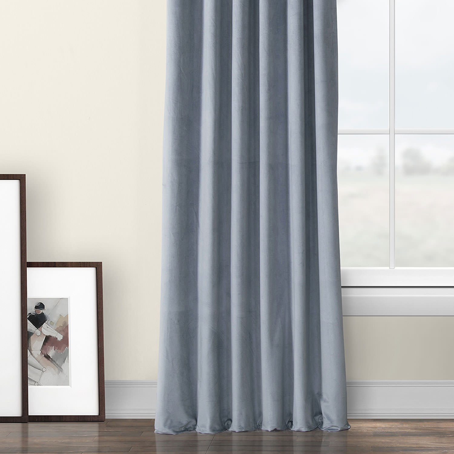 Denmark Blue Heritage Plush Velvet Curtain