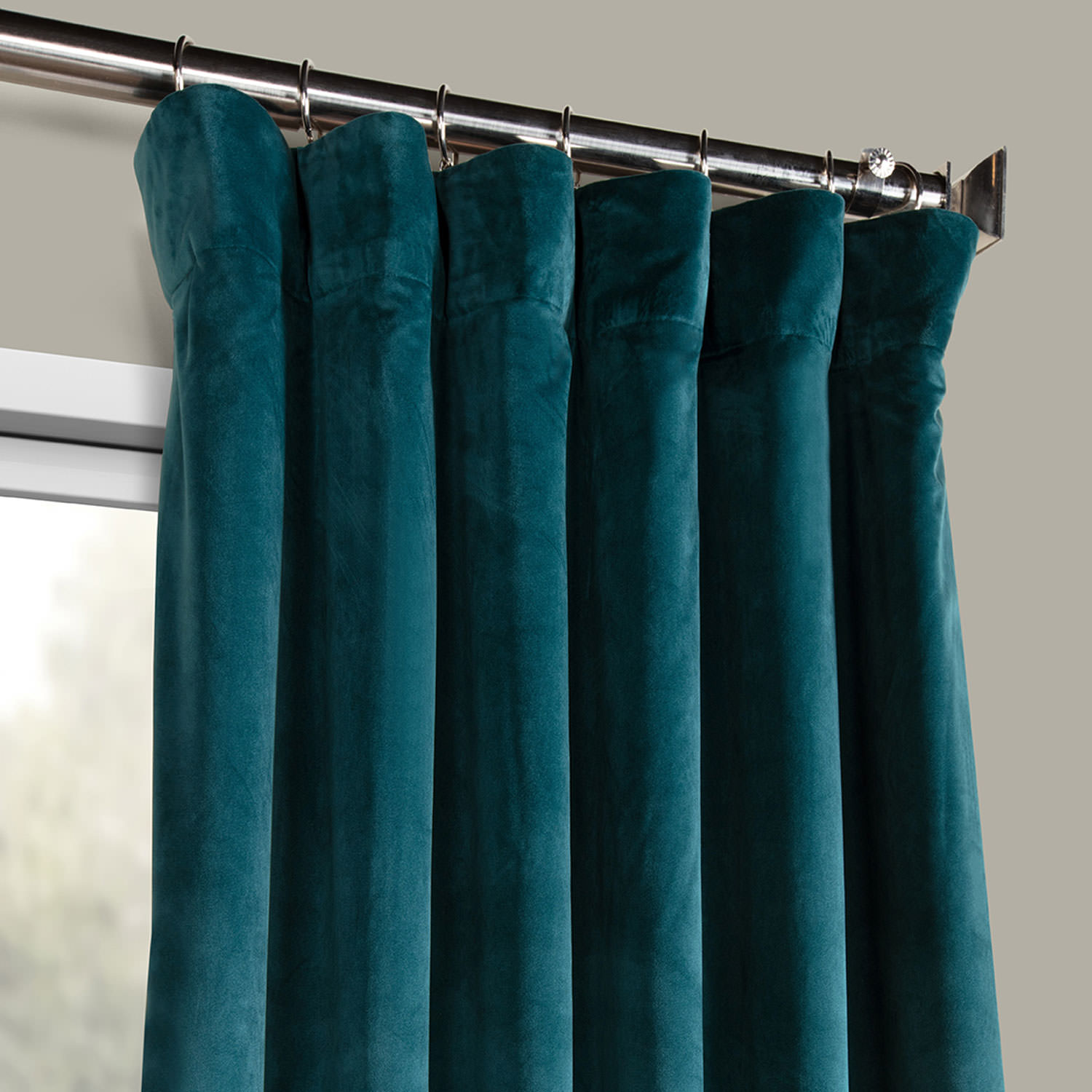 Deep Sea Teal Heritage Plush Velvet Curtain