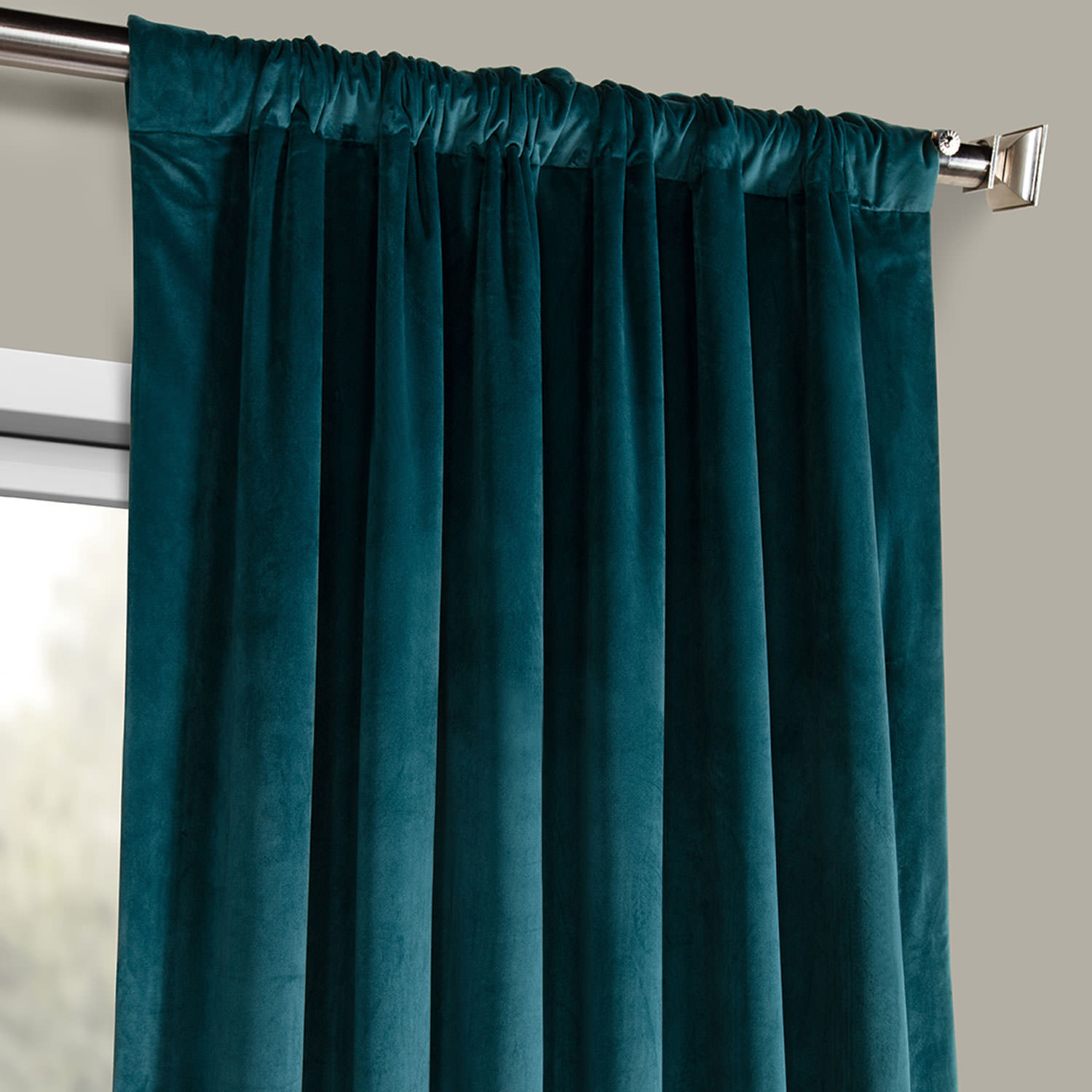 Deep Sea Teal Heritage Plush Velvet Curtain