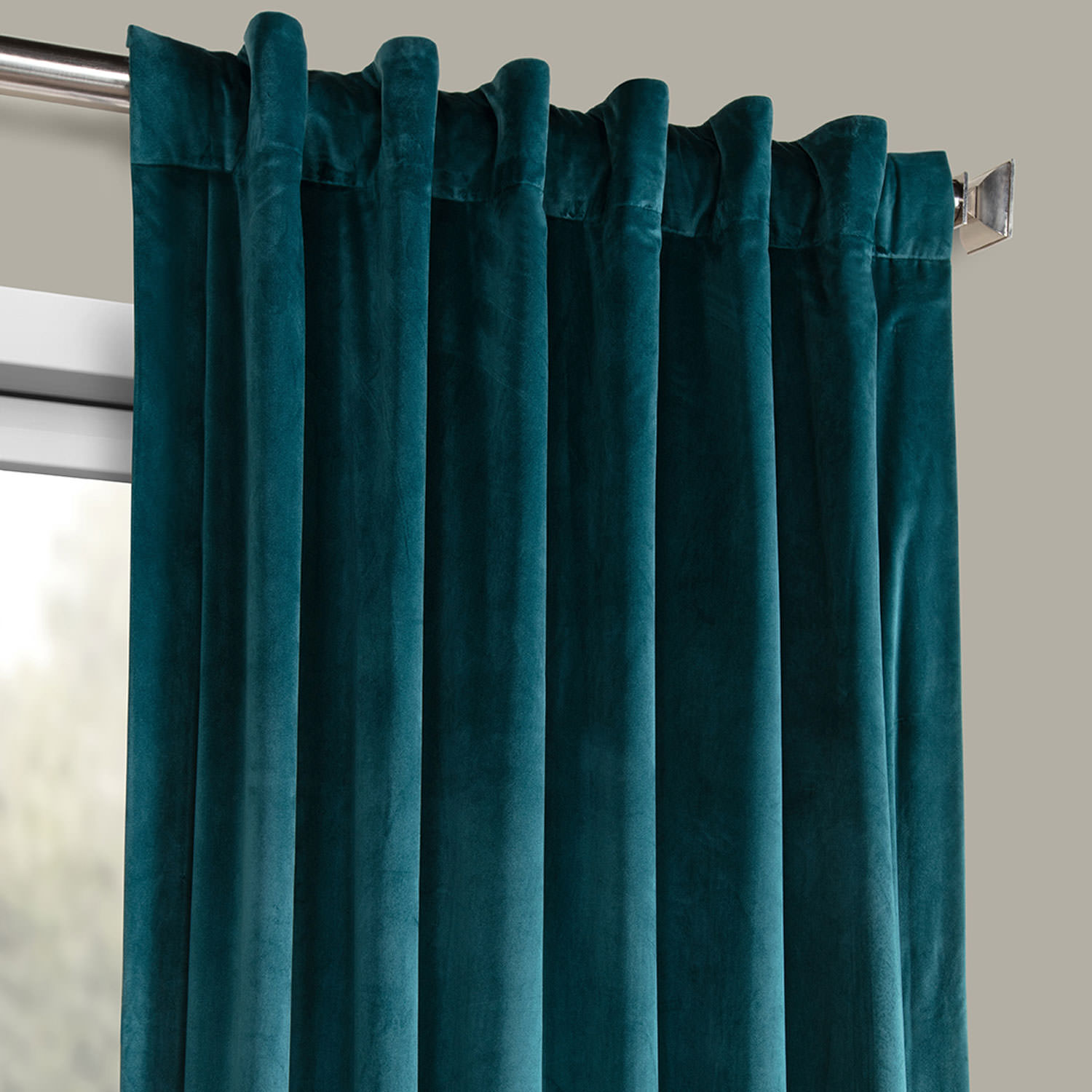 Deep Sea Teal Heritage Plush Velvet Curtain