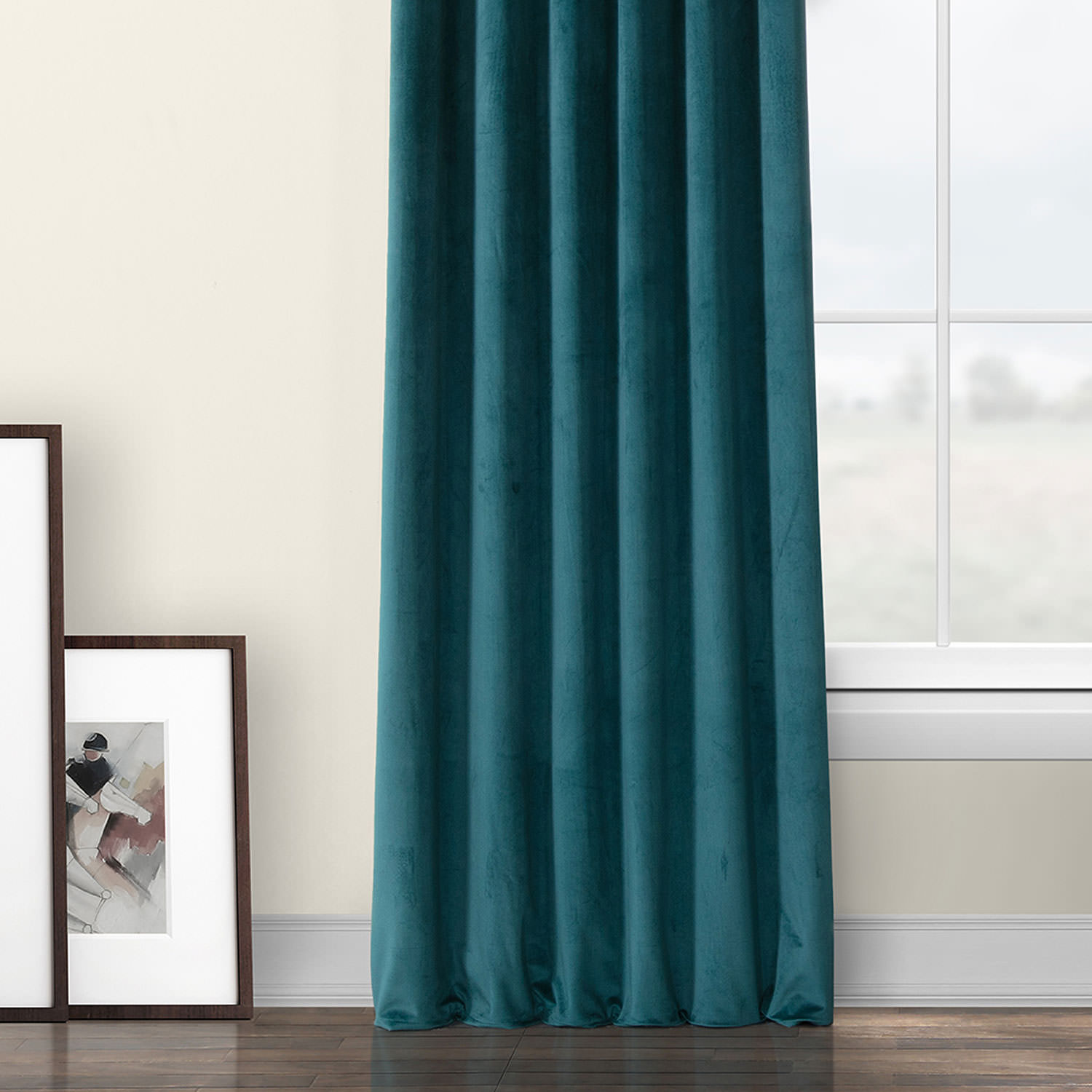 Deep Sea Teal Heritage Plush Velvet Curtain