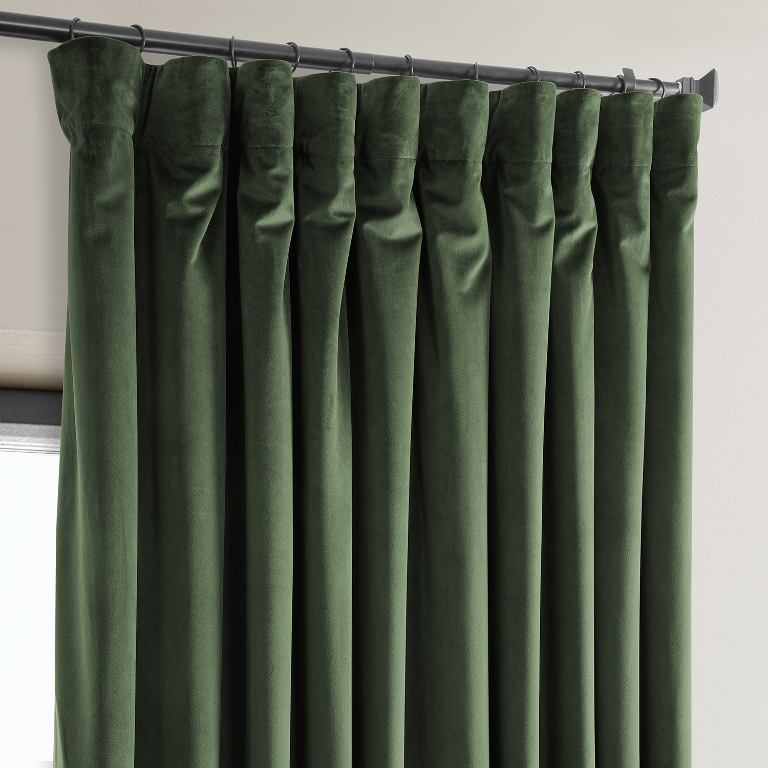 Eden Green Heritage Plush Velvet Extrawide Curtain