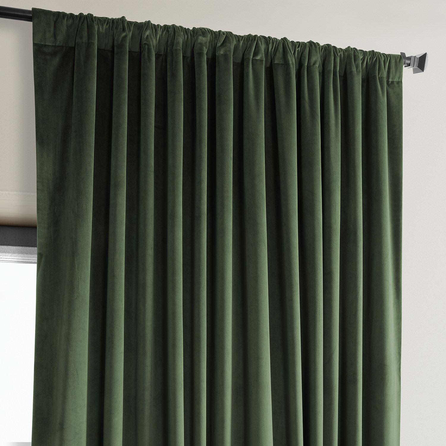 Eden Green Heritage Plush Velvet Extrawide Curtain