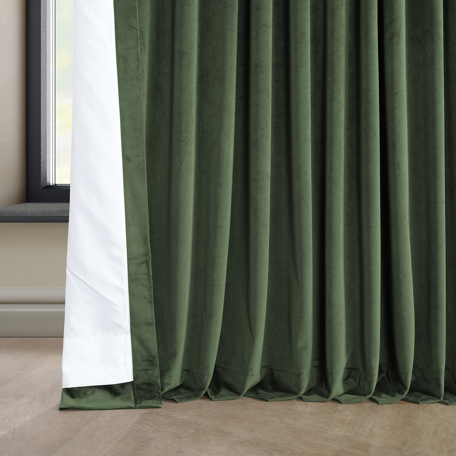 Eden Green Heritage Plush Velvet Extrawide Curtain