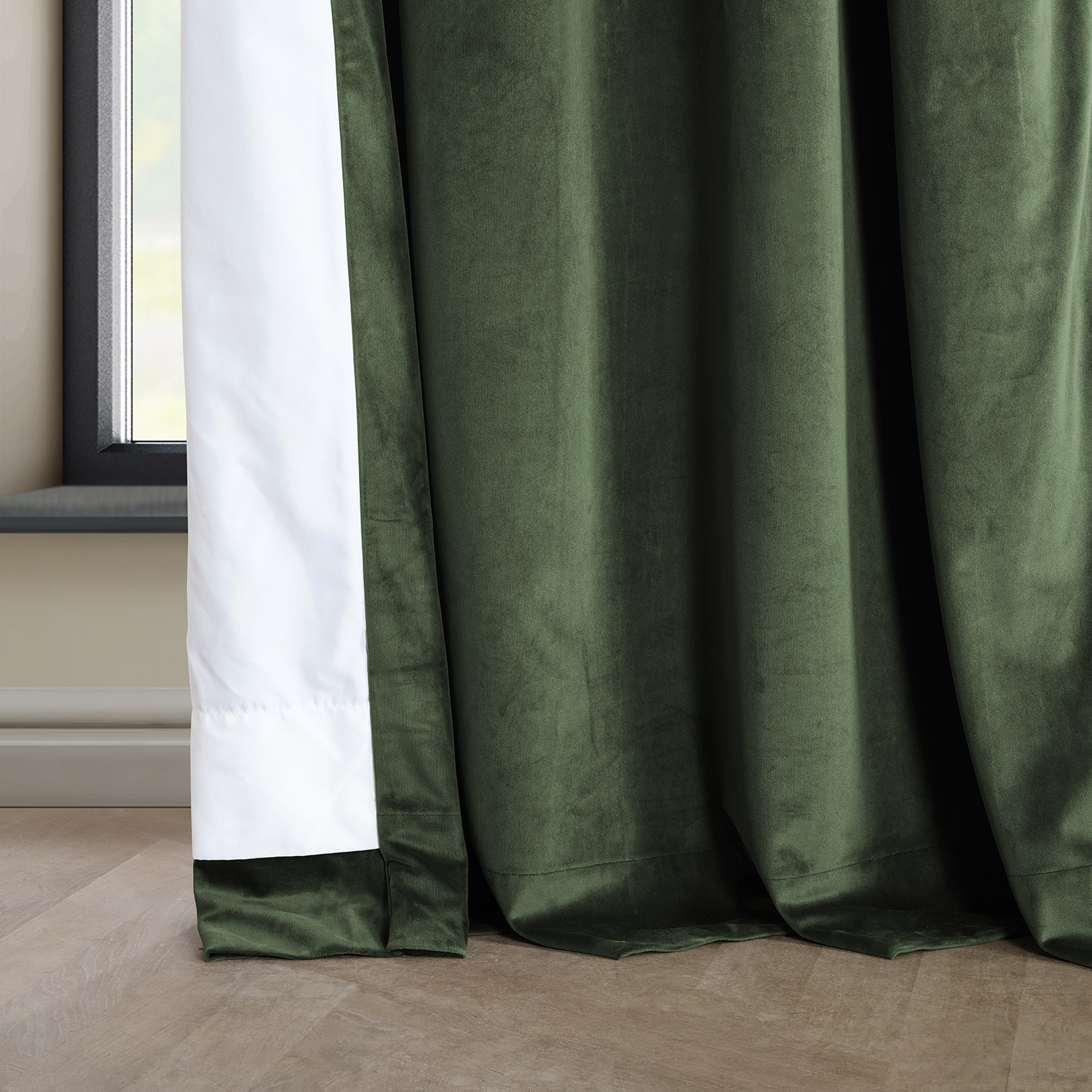 Eden Green Heritage Plush Velvet Grommet Curtain