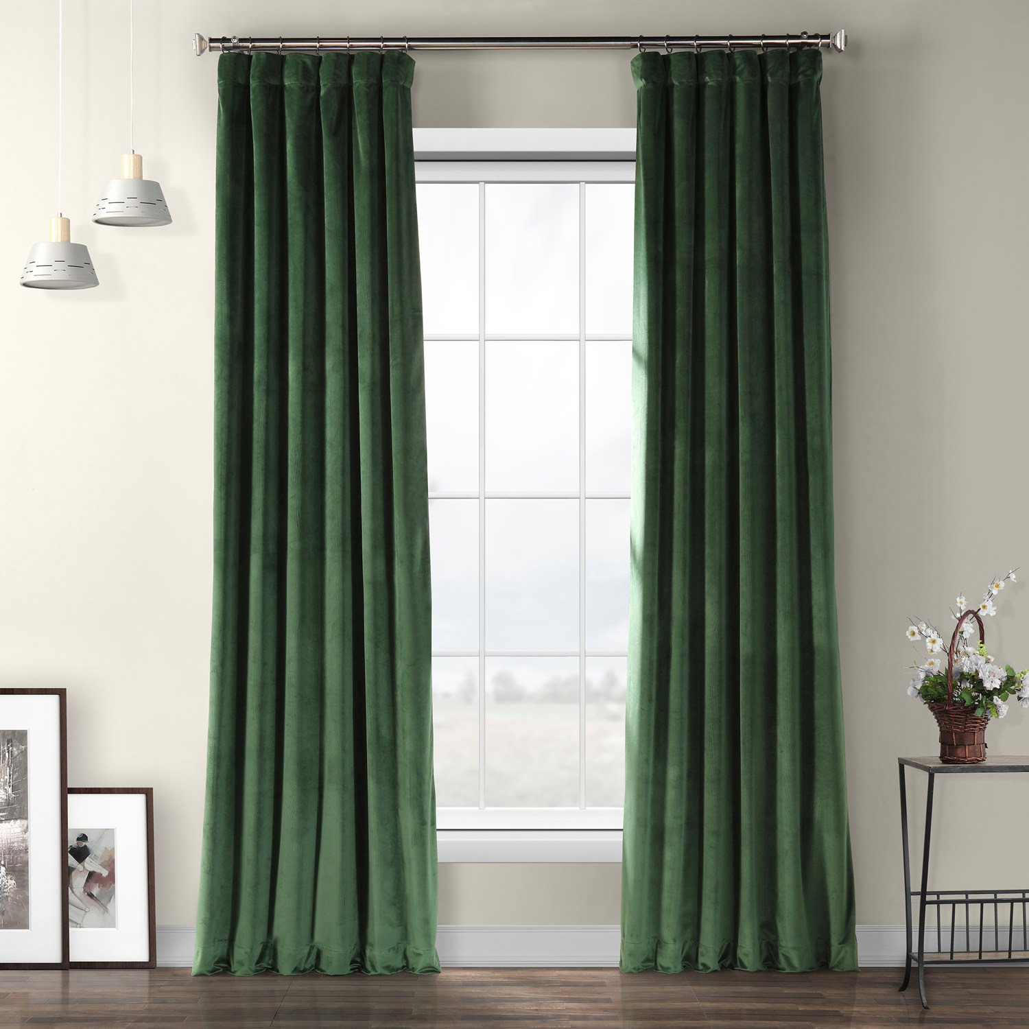 Eden Green Heritage Plush Velvet Curtain