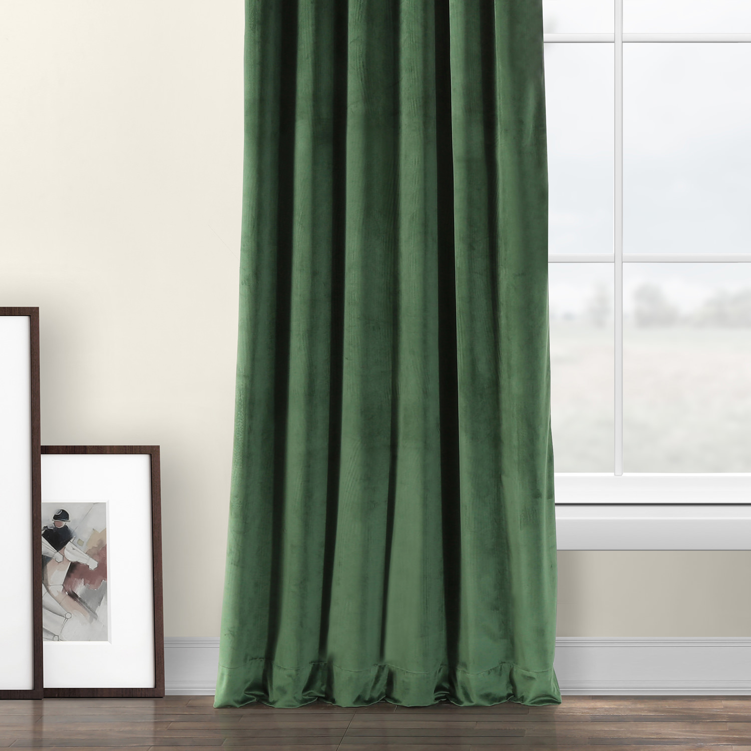 Eden Green Heritage Plush Velvet Curtain