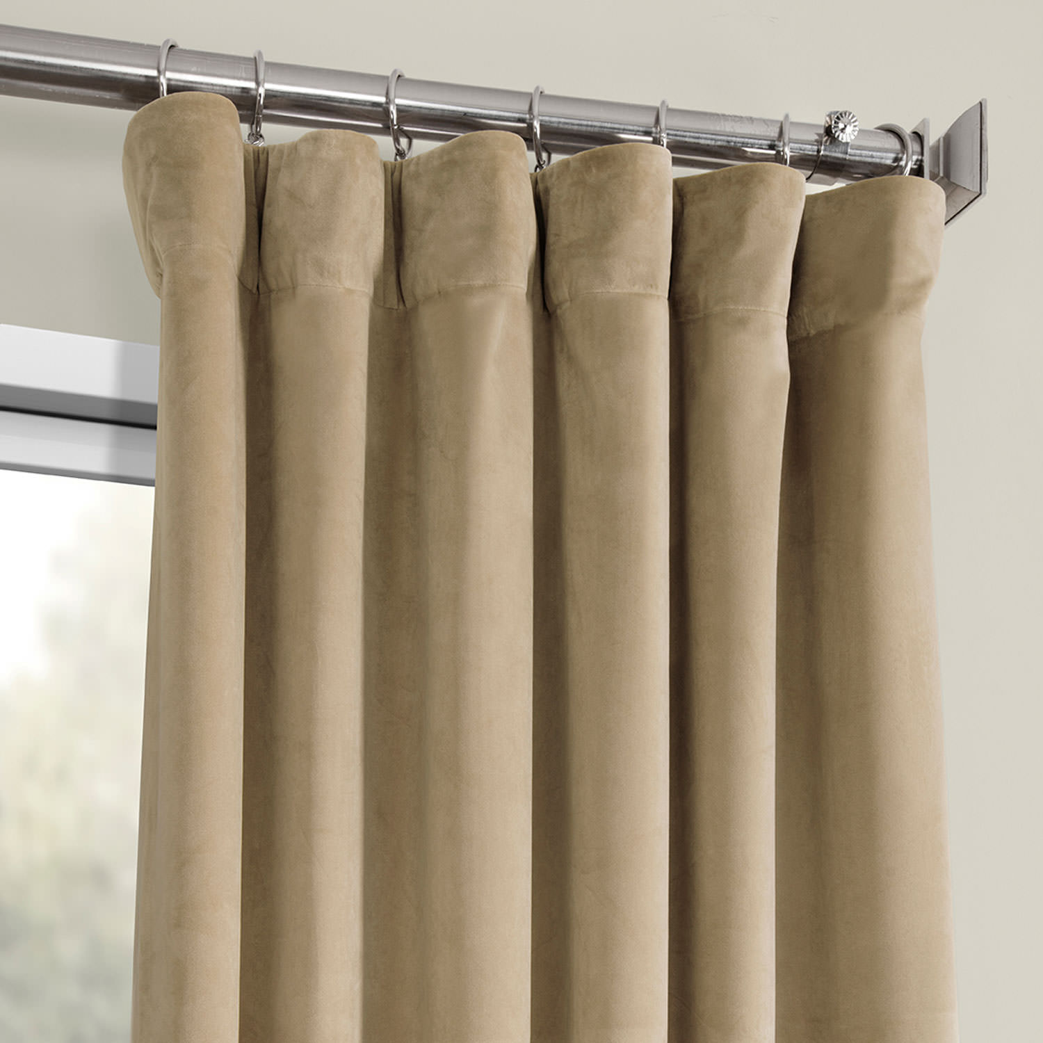 Museum Taupe Heritage Plush Velvet Curtain