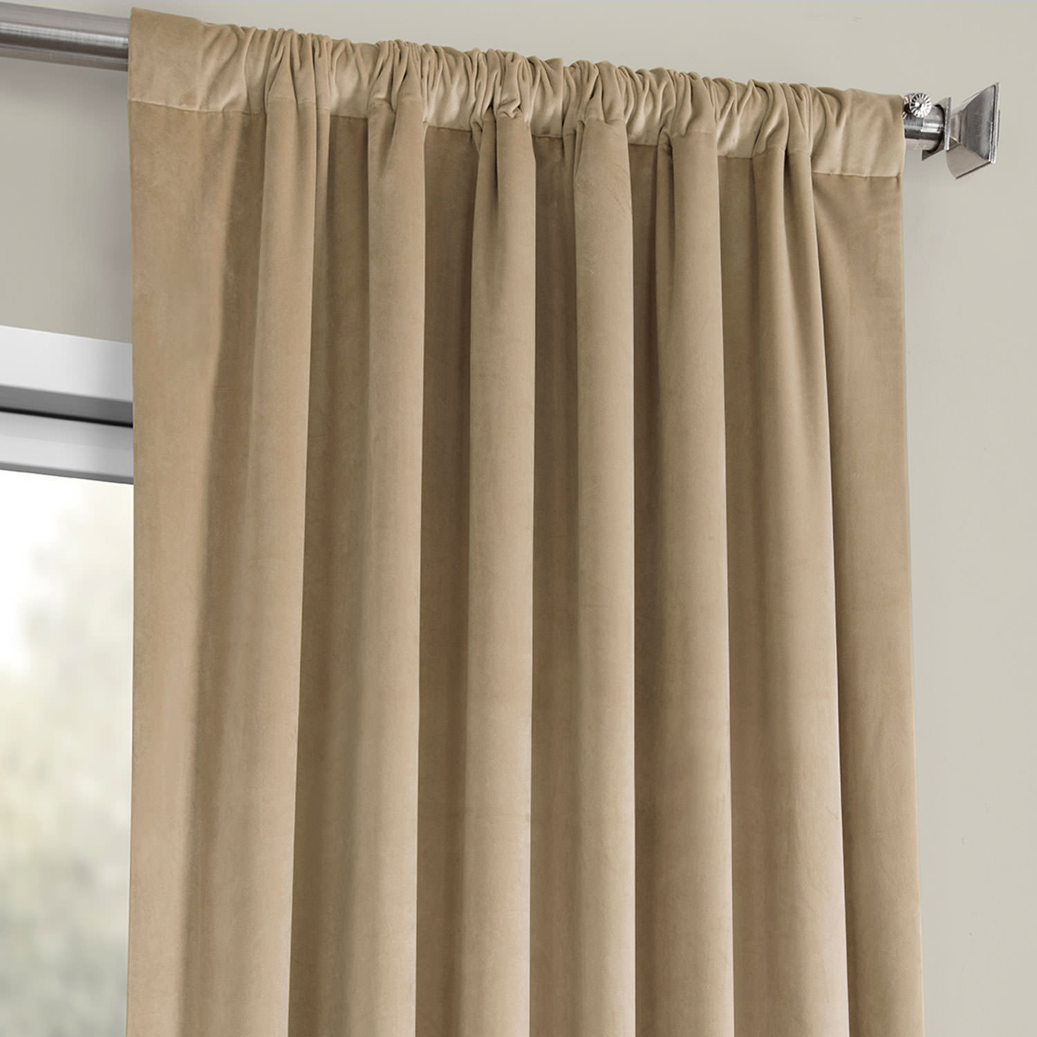 Museum Taupe Heritage Plush Velvet Curtain