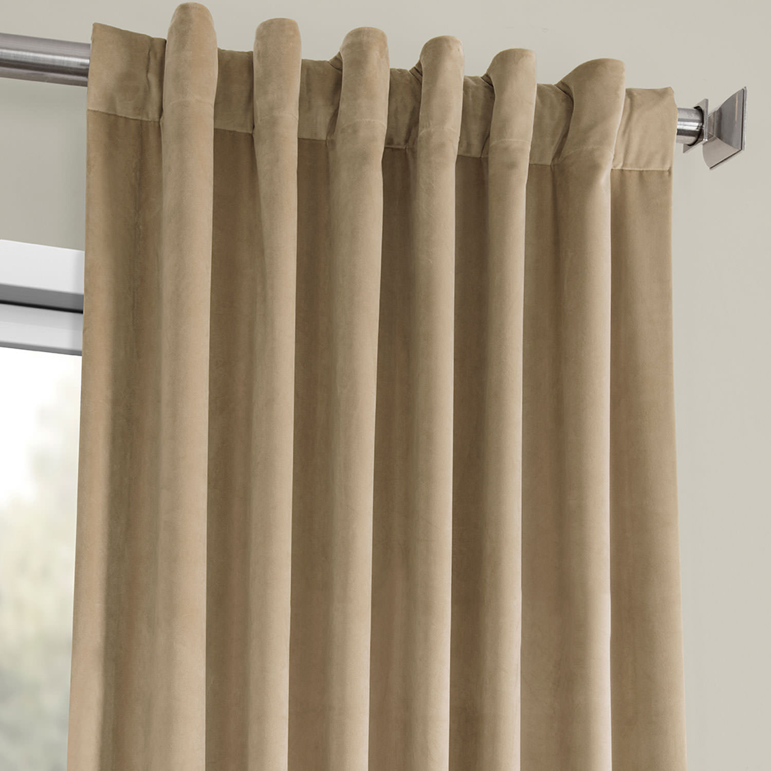 Museum Taupe Heritage Plush Velvet Curtain