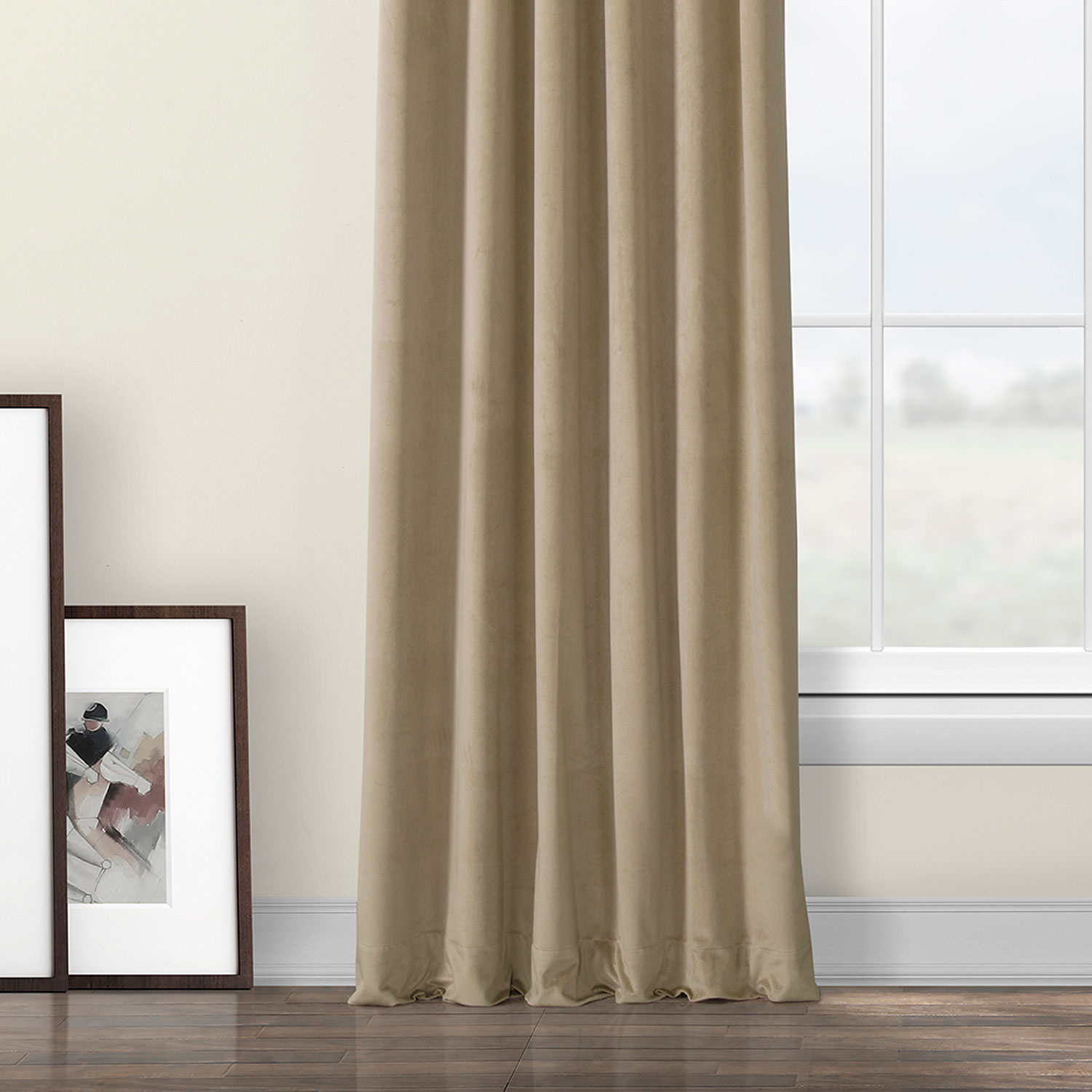 Museum Taupe Heritage Plush Velvet Curtain