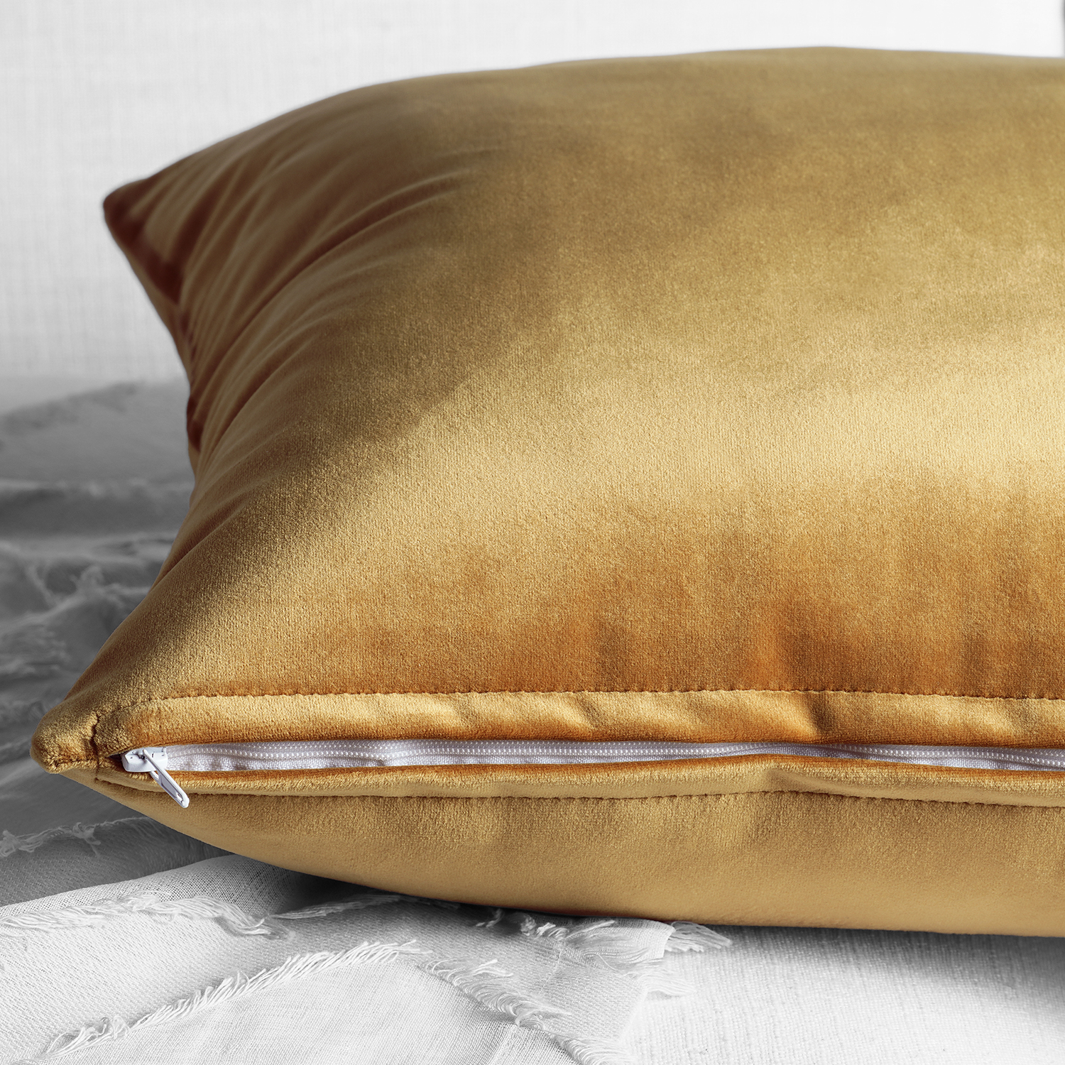 Retro Gold Heritage Plush Velvet Cushion Cover - Pair