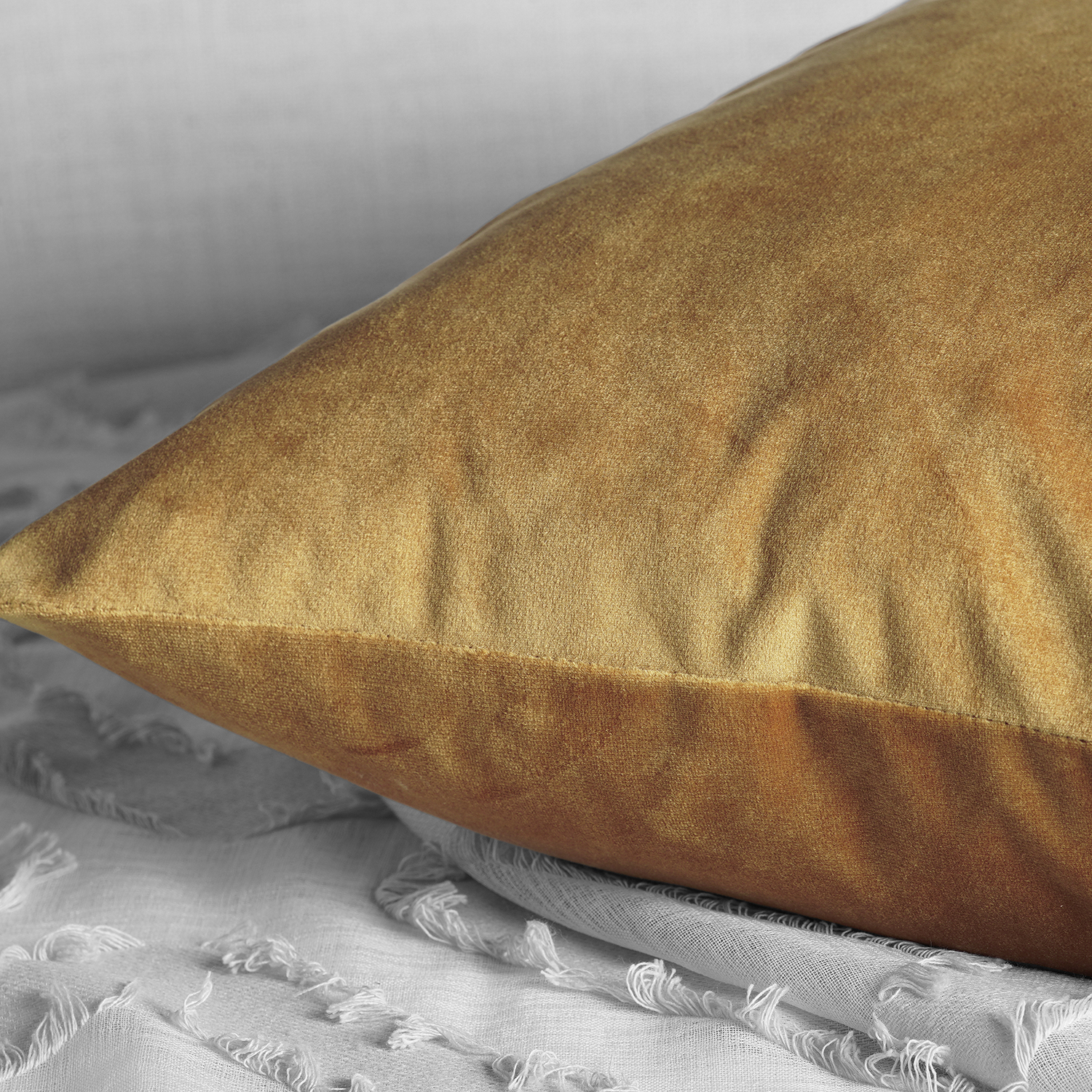 Retro Gold Heritage Plush Velvet Cushion Cover - Pair