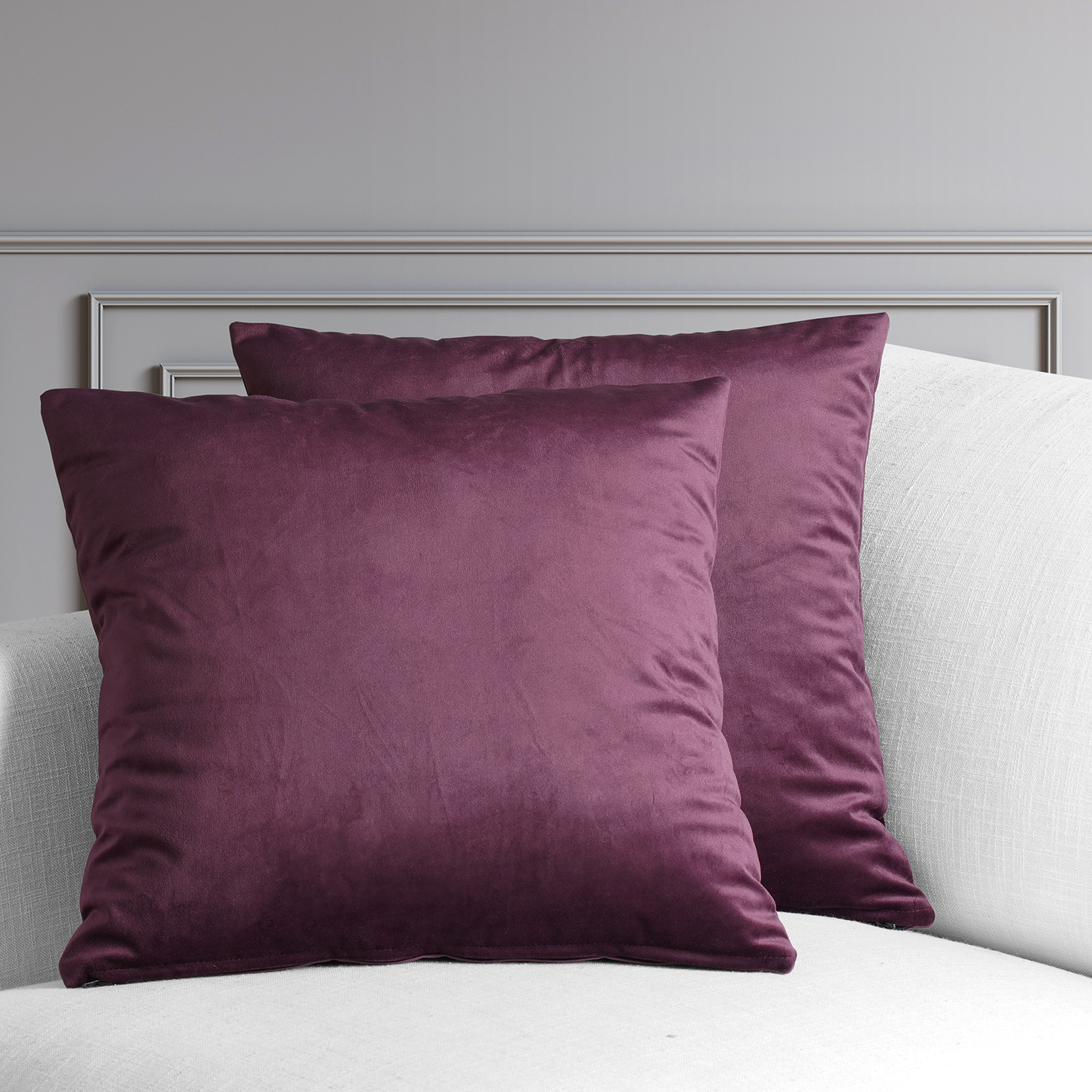 Winter Plum Heritage Plush Velvet Cushion Cover - Pair