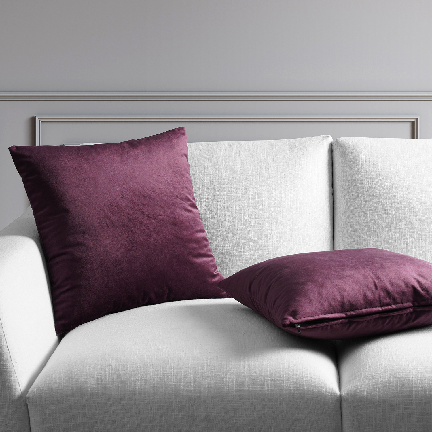 Winter Plum Heritage Plush Velvet Cushion Cover - Pair