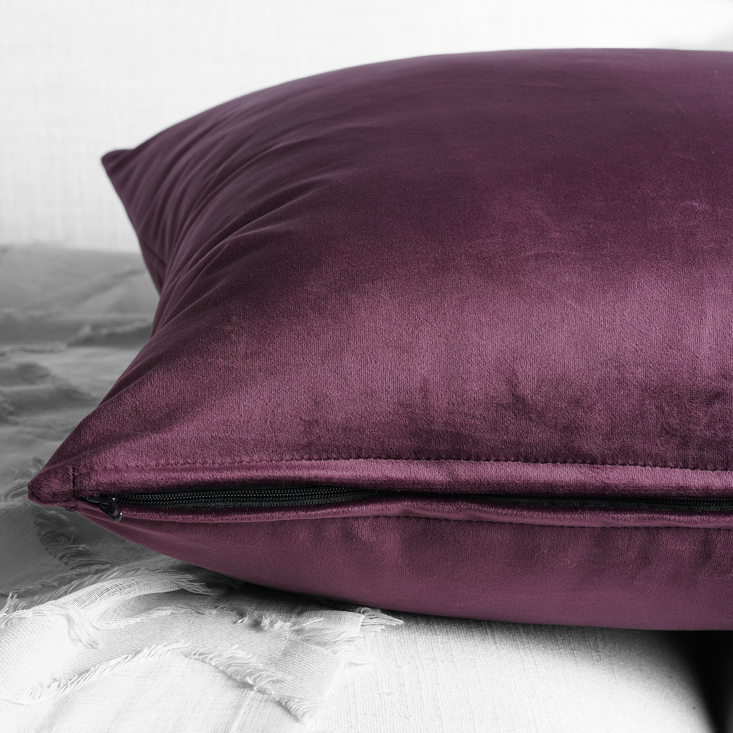 Winter Plum Heritage Plush Velvet Cushion Cover - Pair