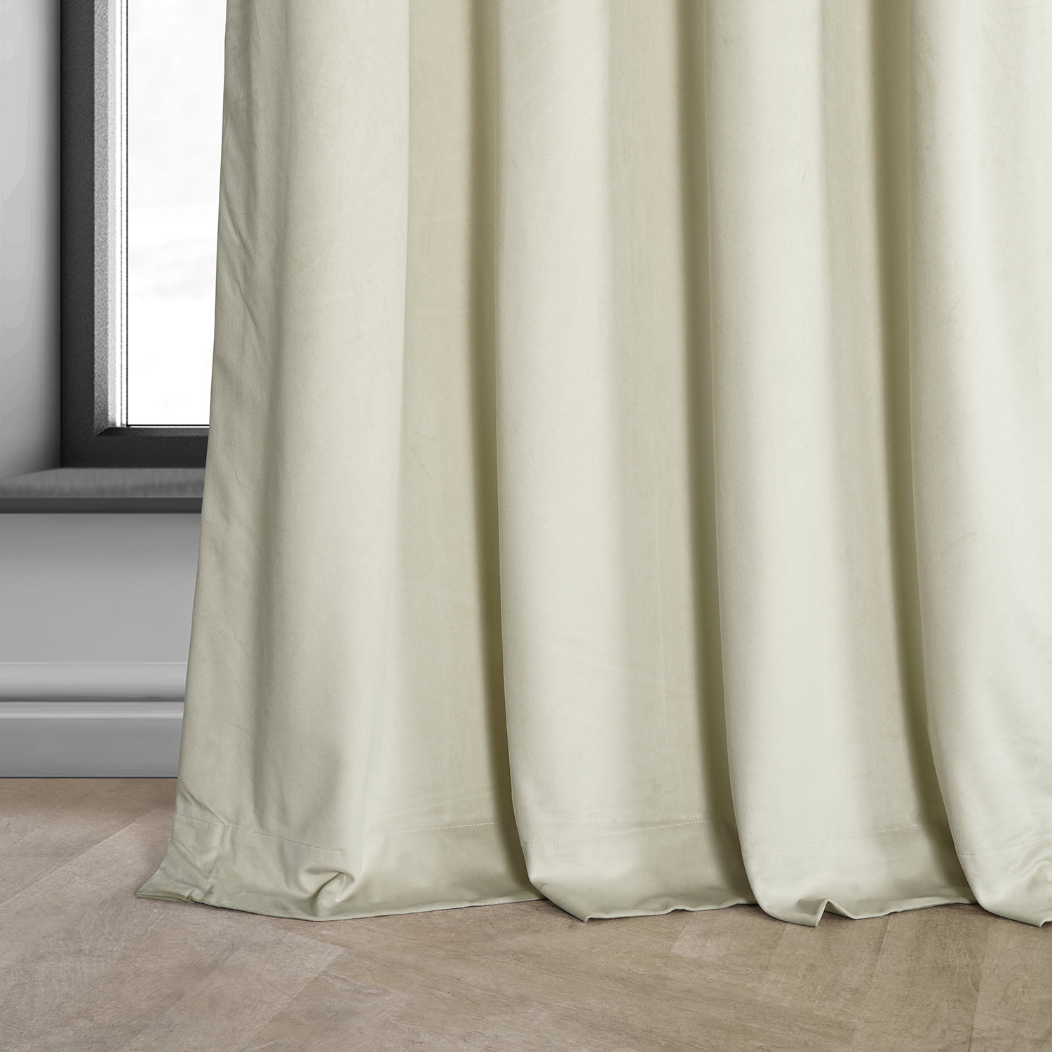 Au Lait Creme Heritage Plush Velvet Grommet Curtain