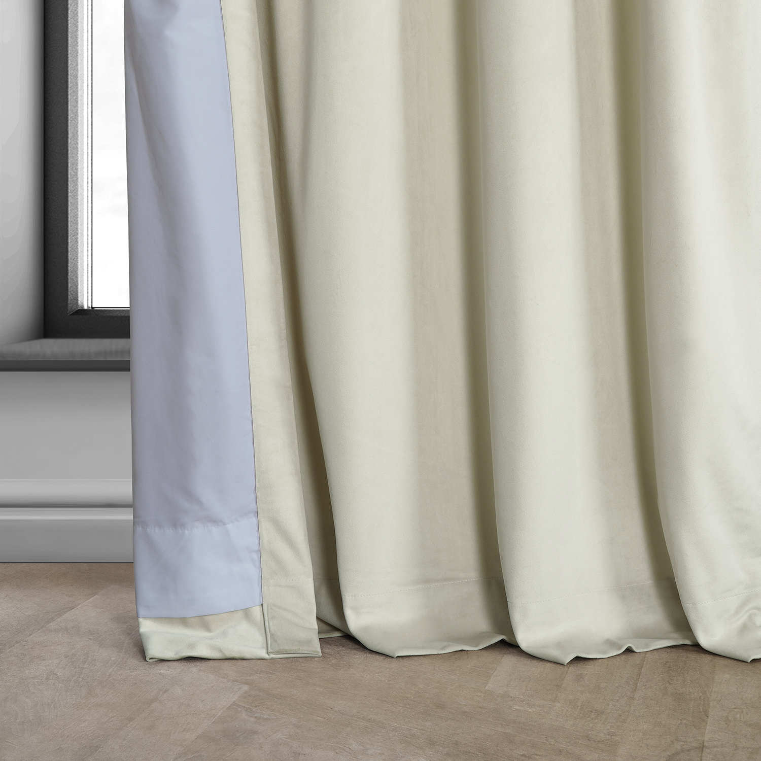 Au Lait Creme Heritage Plush Velvet Grommet Curtain