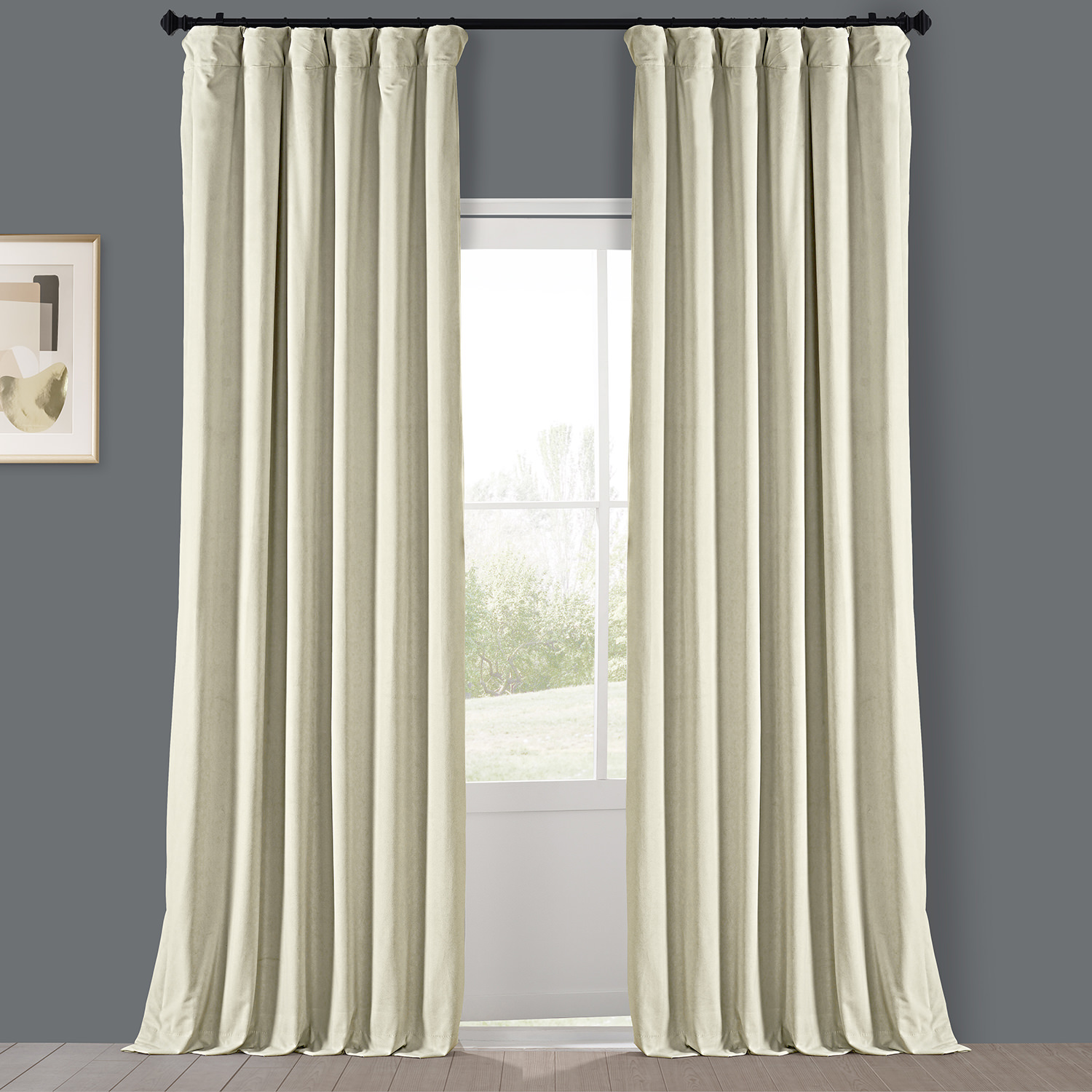 Au Lait Creme Heritage Plush Velvet Curtain