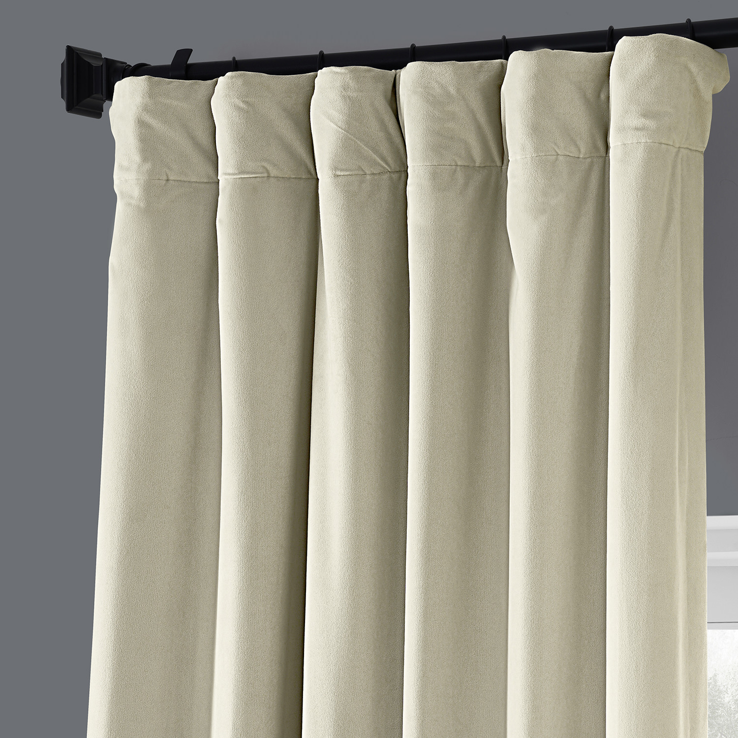 Au Lait Creme Heritage Plush Velvet Curtain