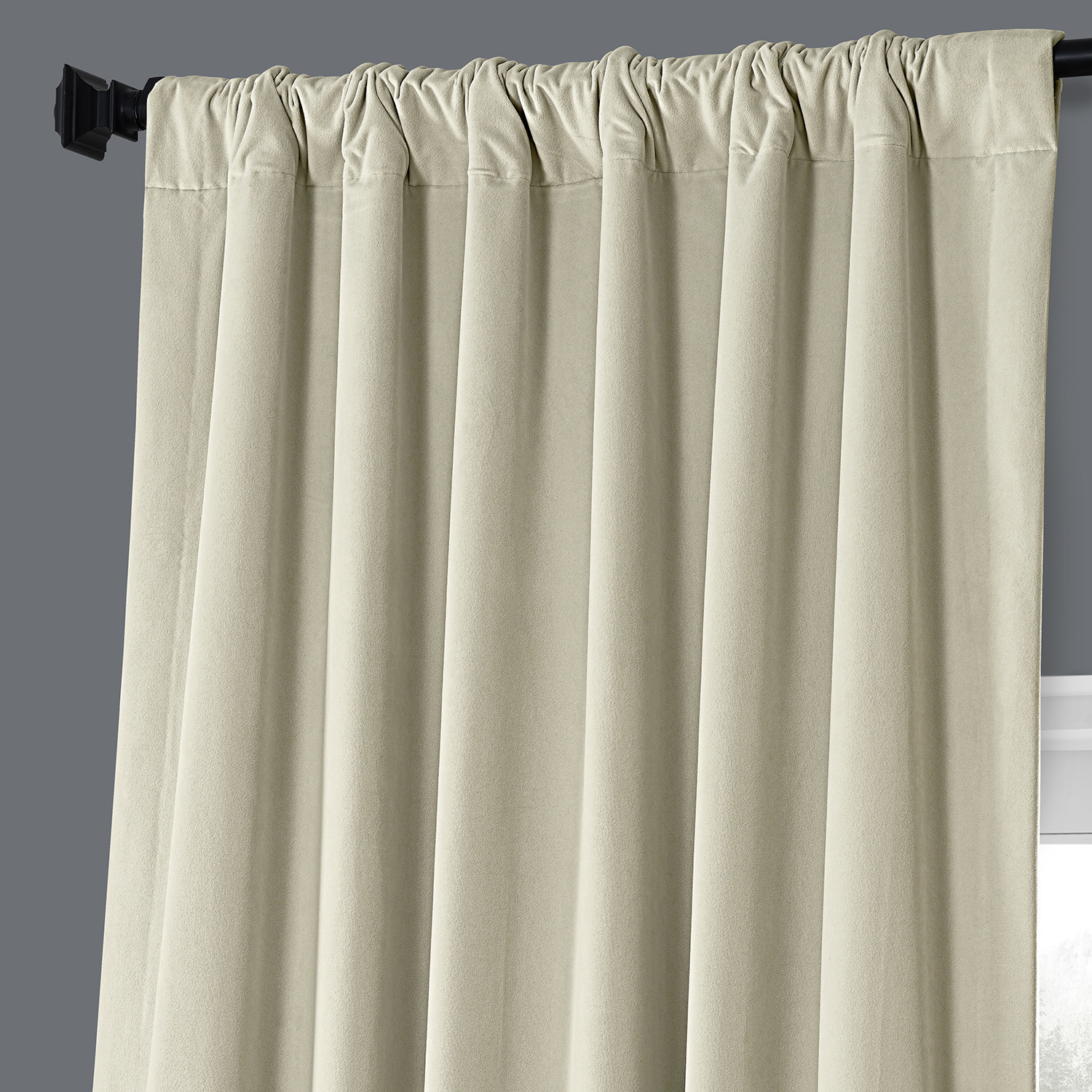 Au Lait Creme Heritage Plush Velvet Curtain