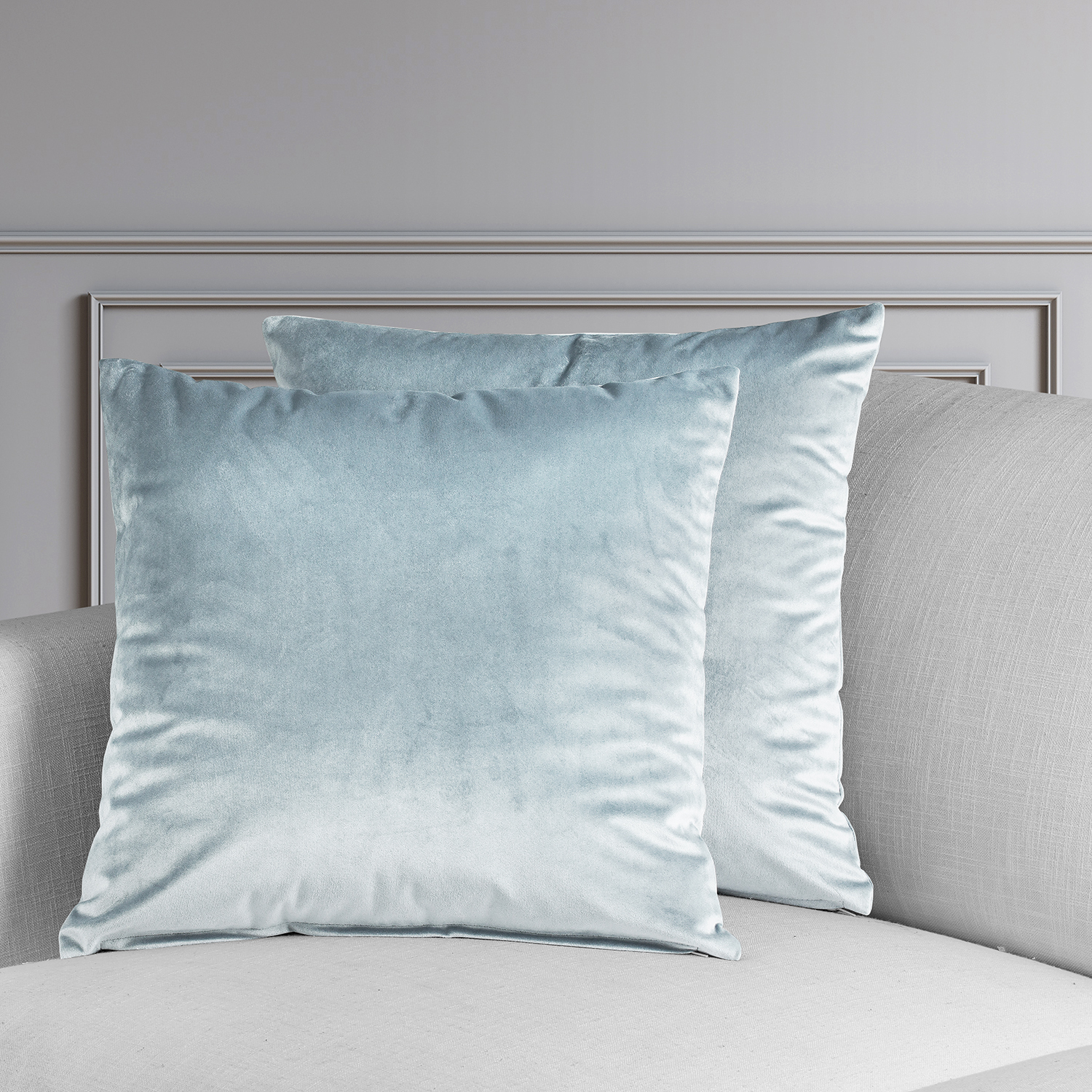 Aquarius Blue Heritage Plush Velvet Cushion Cover - Pair