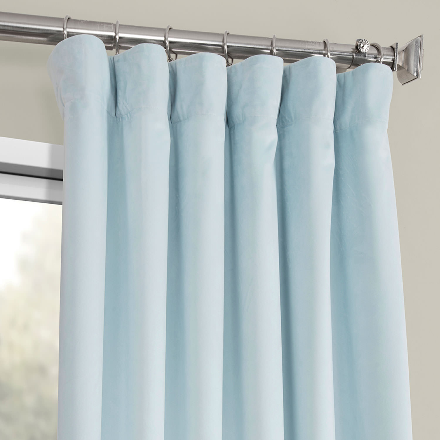 Aquarius Blue Heritage Plush Velvet Curtain