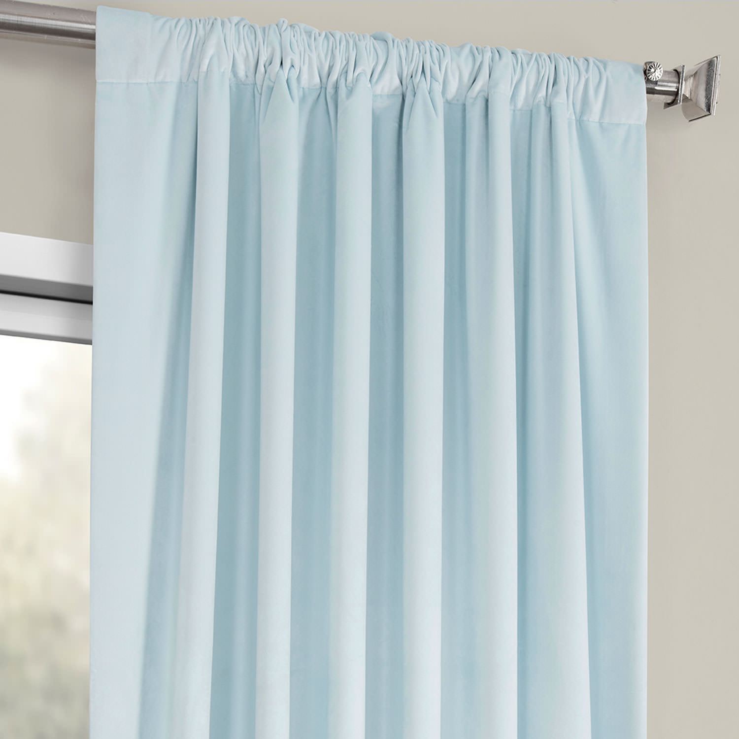 Aquarius Blue Heritage Plush Velvet Curtain