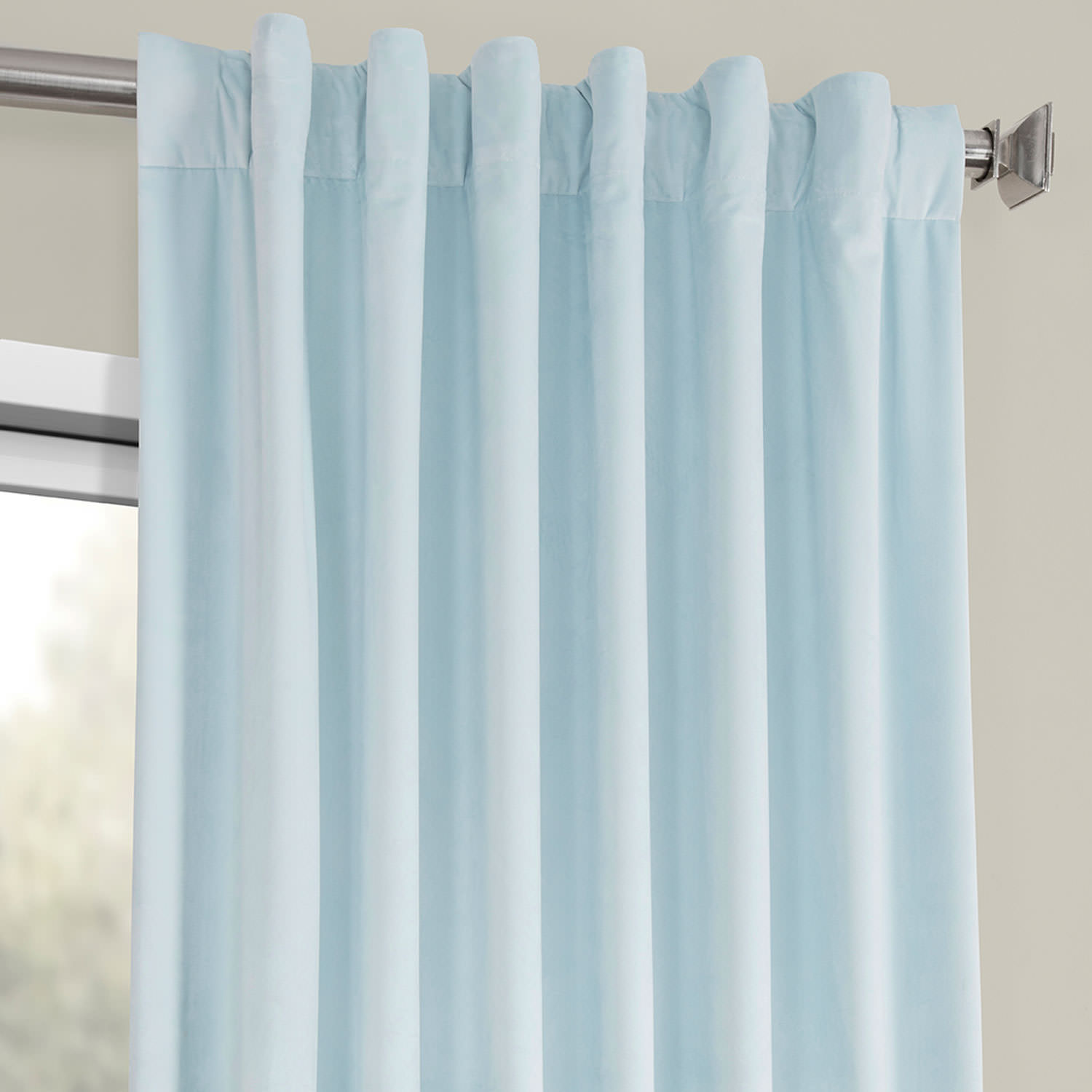 Aquarius Blue Heritage Plush Velvet Curtain