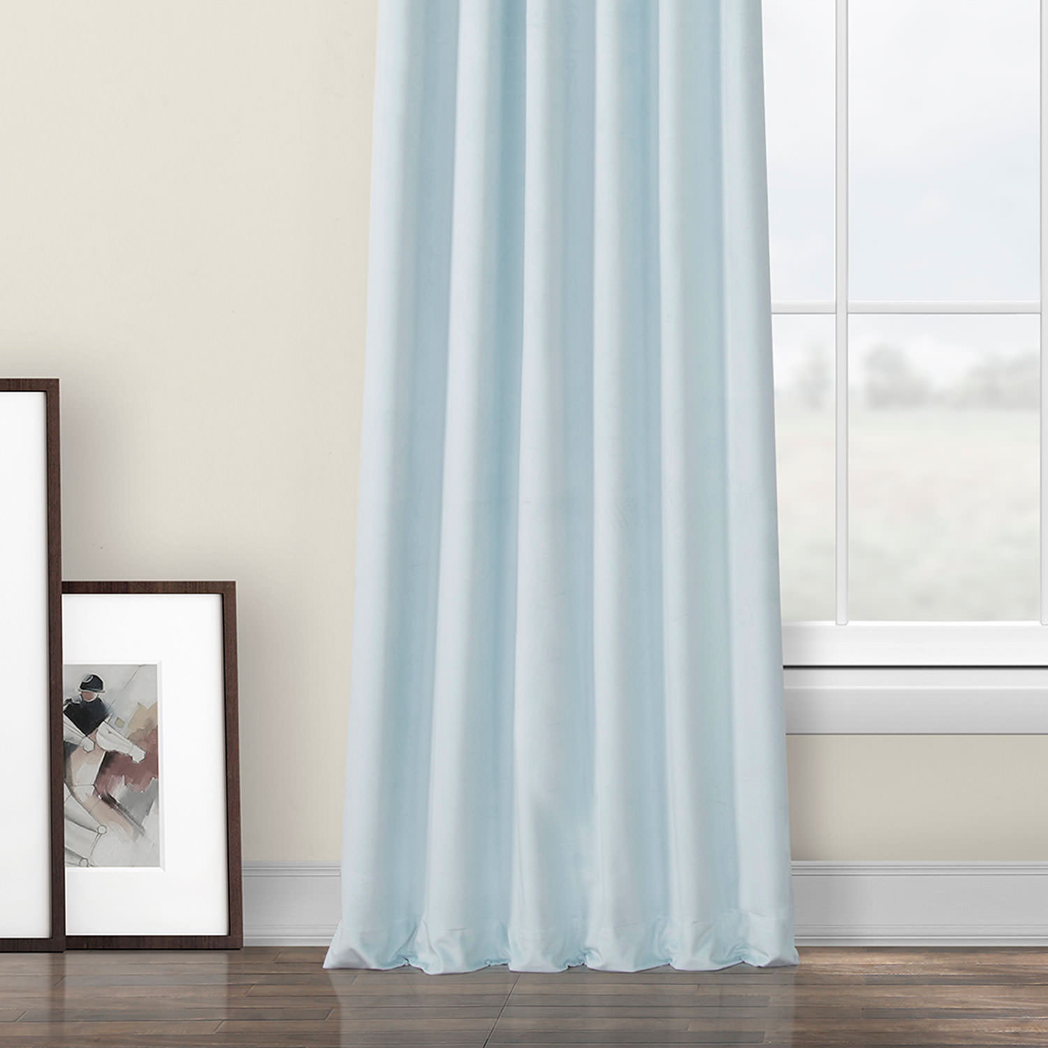 Aquarius Blue Heritage Plush Velvet Curtain