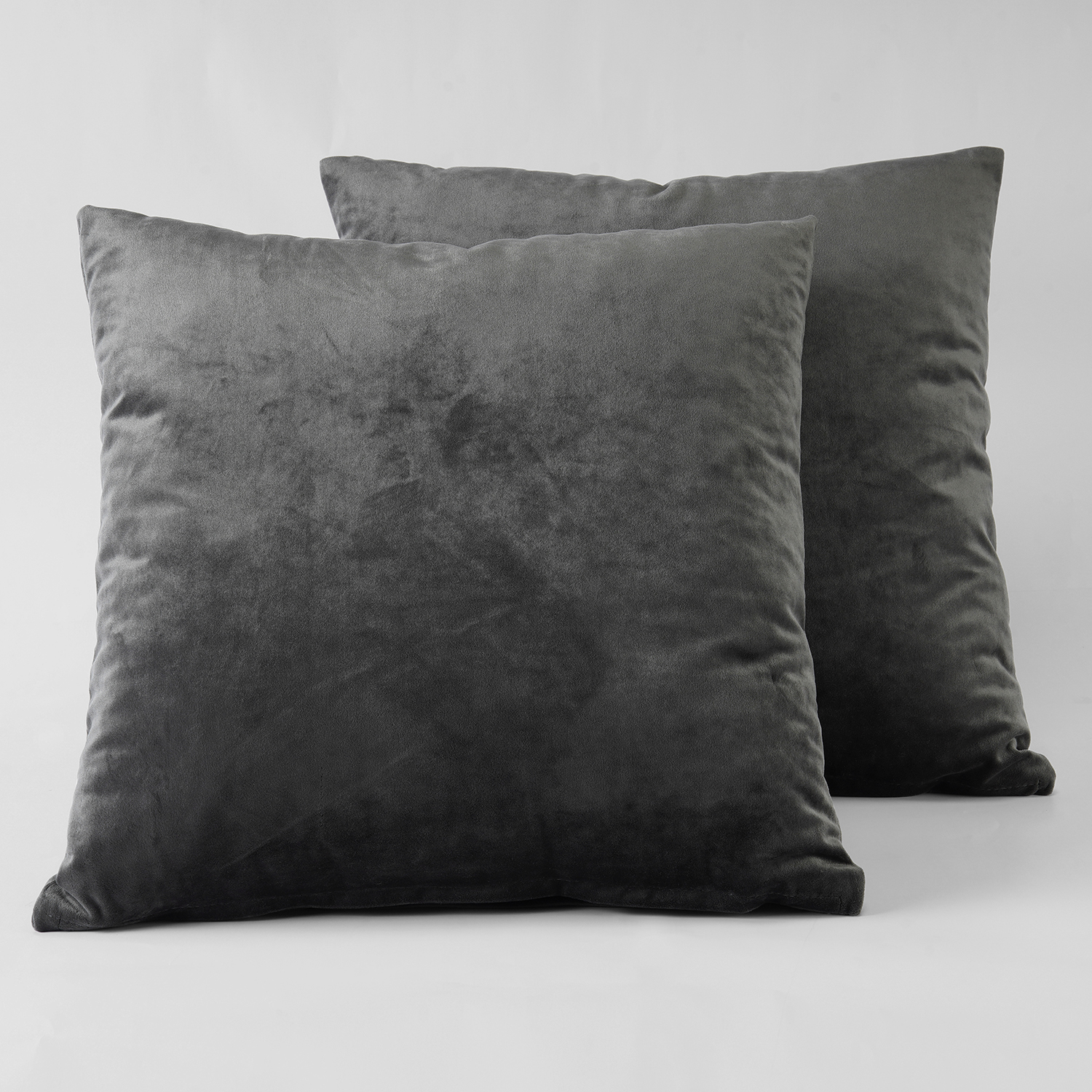 Pepper Grey Heritage Plush Velvet Cushion Cover - Pair