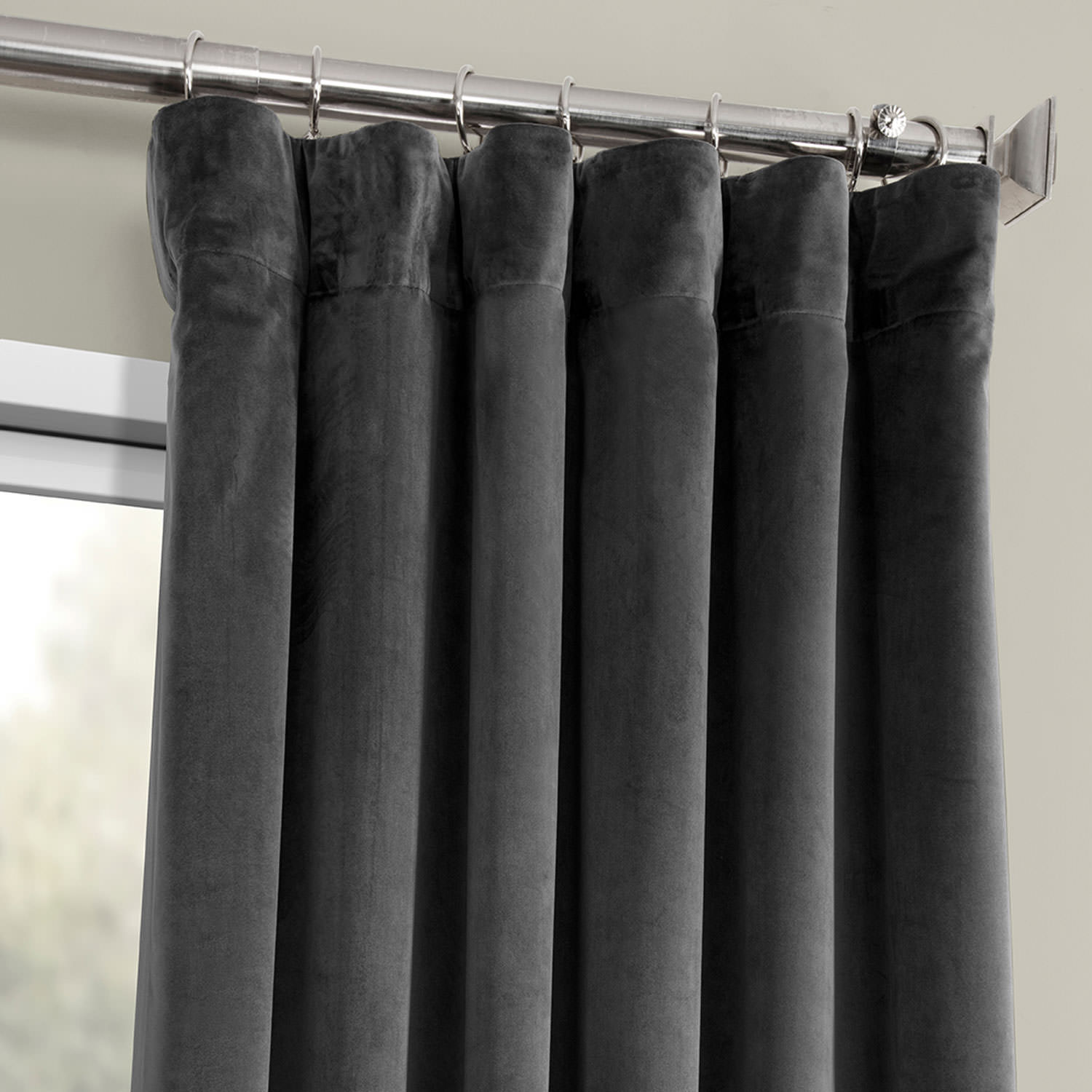 Pepper Grey Heritage Plush Velvet Curtain