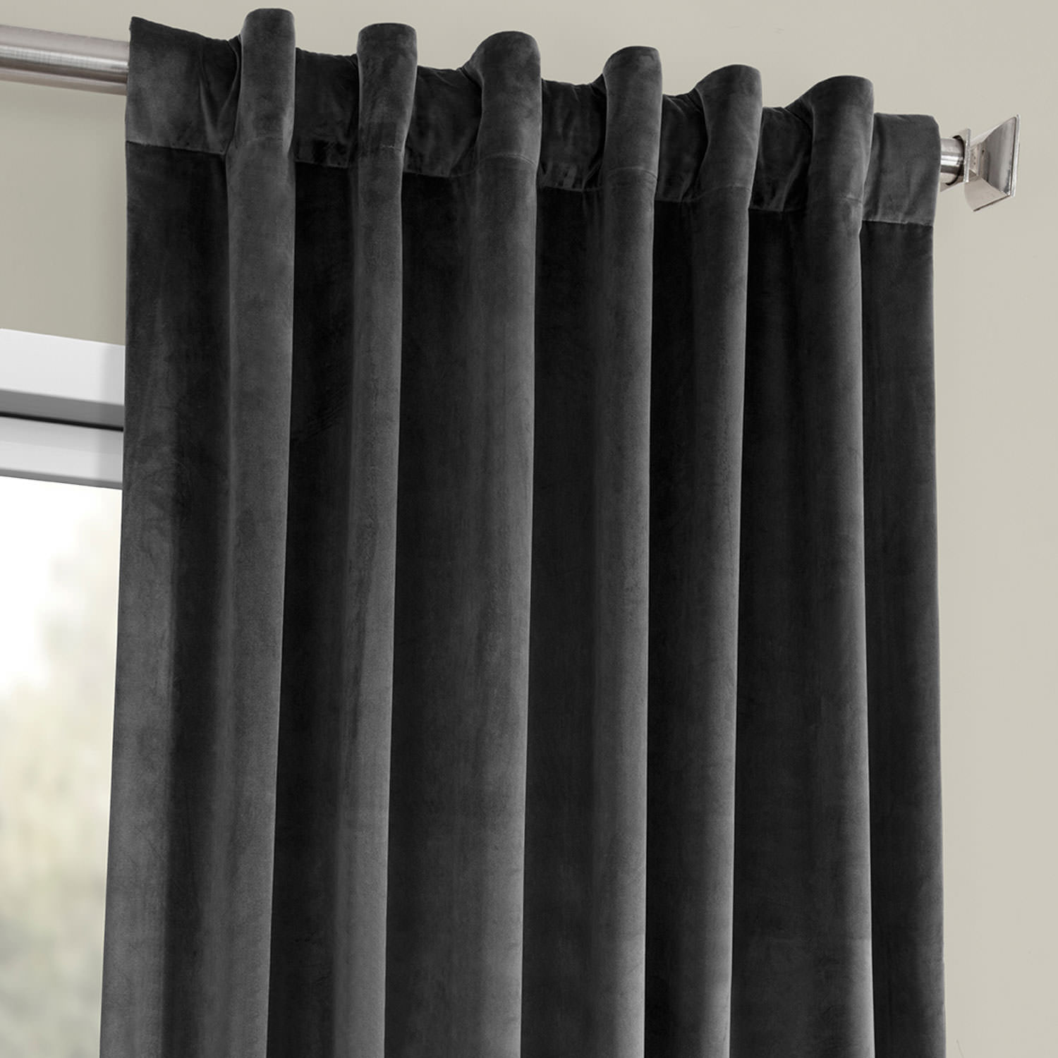 Pepper Grey Heritage Plush Velvet Curtain