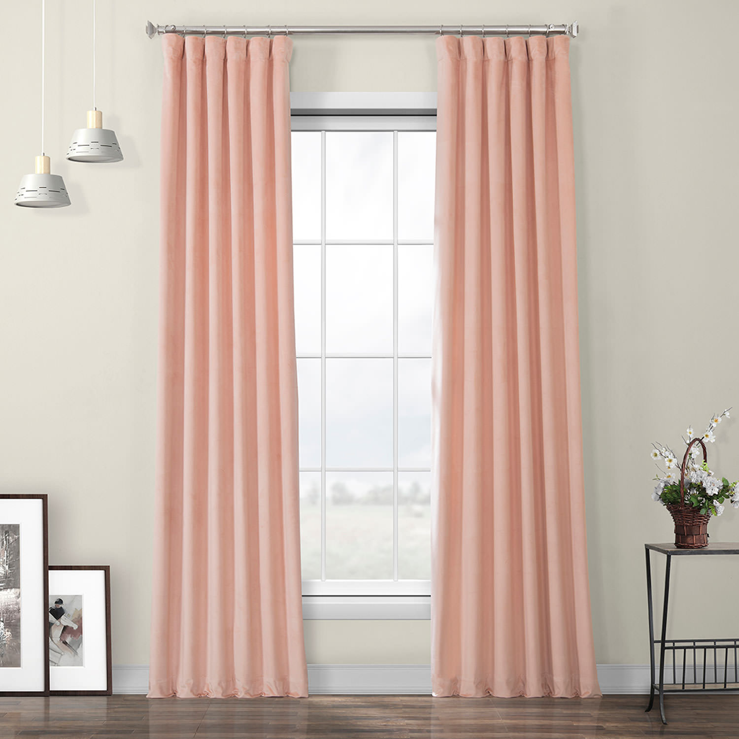 Peach Blossom Heritage Plush Velvet Curtain