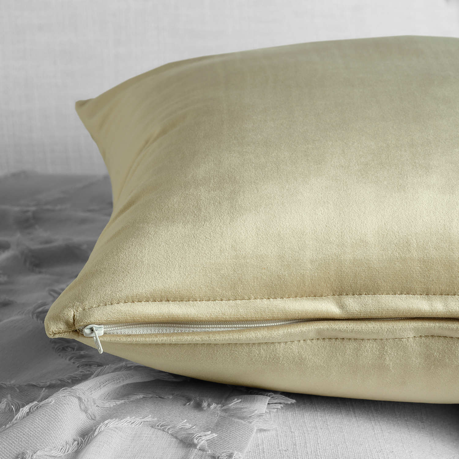 Macchiato Beige Heritage Plush Velvet Cushion Cover - Pair