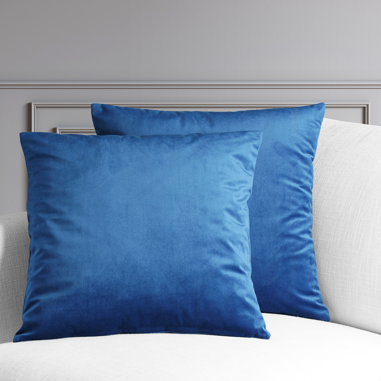 Pisces Blue Heritage Plush Velvet Cushion Cover - Pair