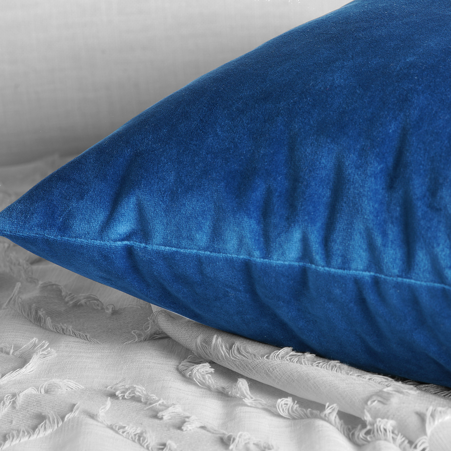 Pisces Blue Heritage Plush Velvet Cushion Cover - Pair