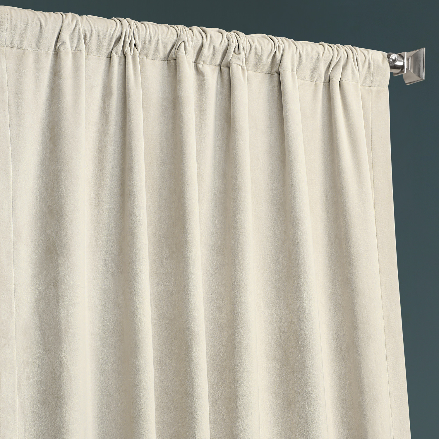 Sandalwood Beige Plush Velvet Hotel Blackout Curtain