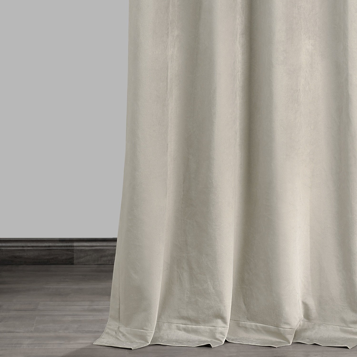 Silvery Taupe Plush Velvet Hotel Blackout Grommet Curtain