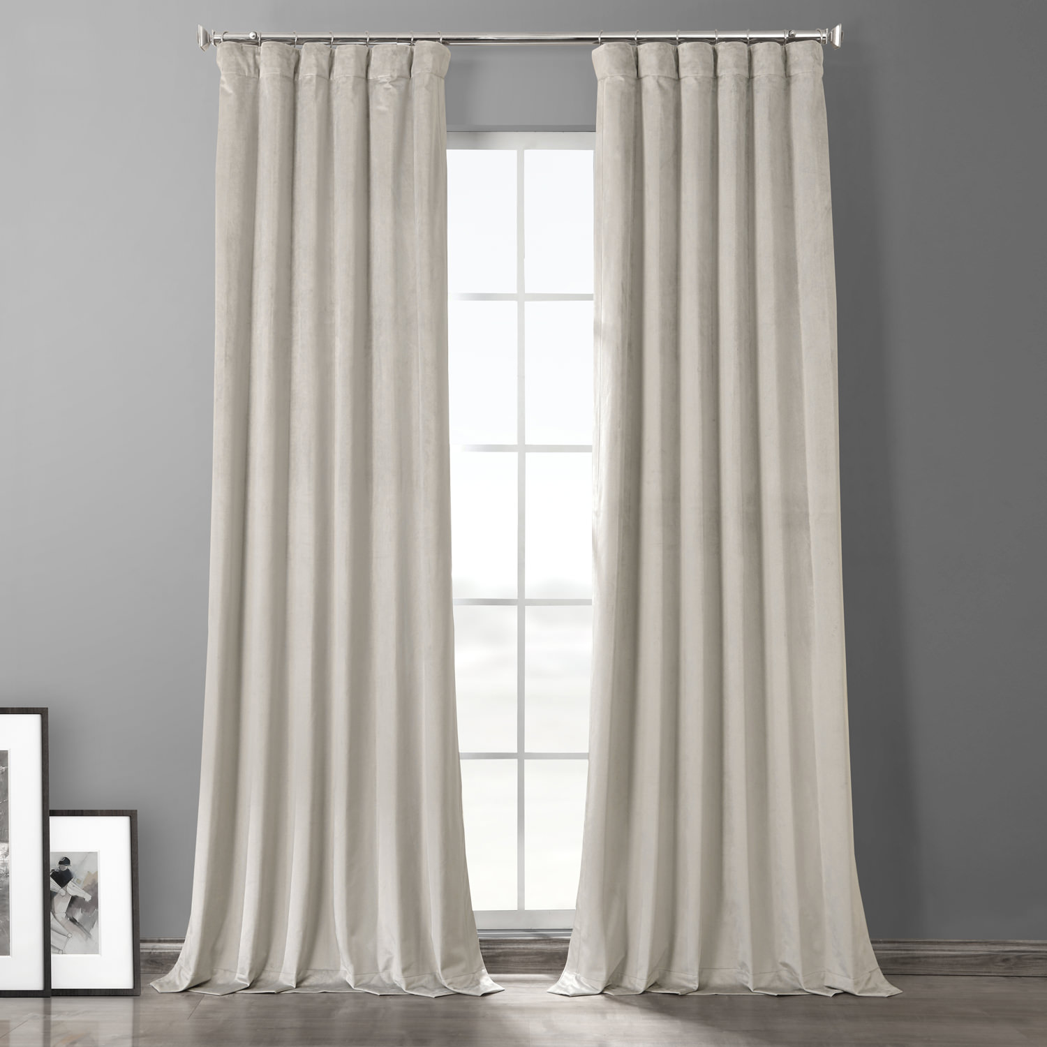 Silvery Taupe Plush Velvet Hotel Blackout Curtain