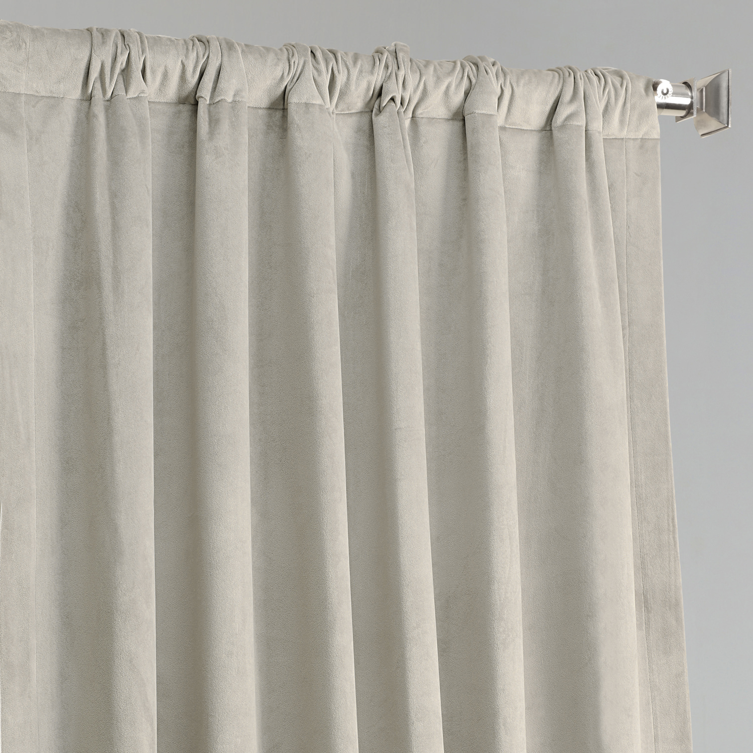 Silvery Taupe Plush Velvet Hotel Blackout Curtain