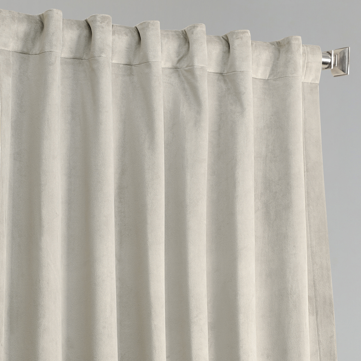 Silvery Taupe Plush Velvet Hotel Blackout Curtain