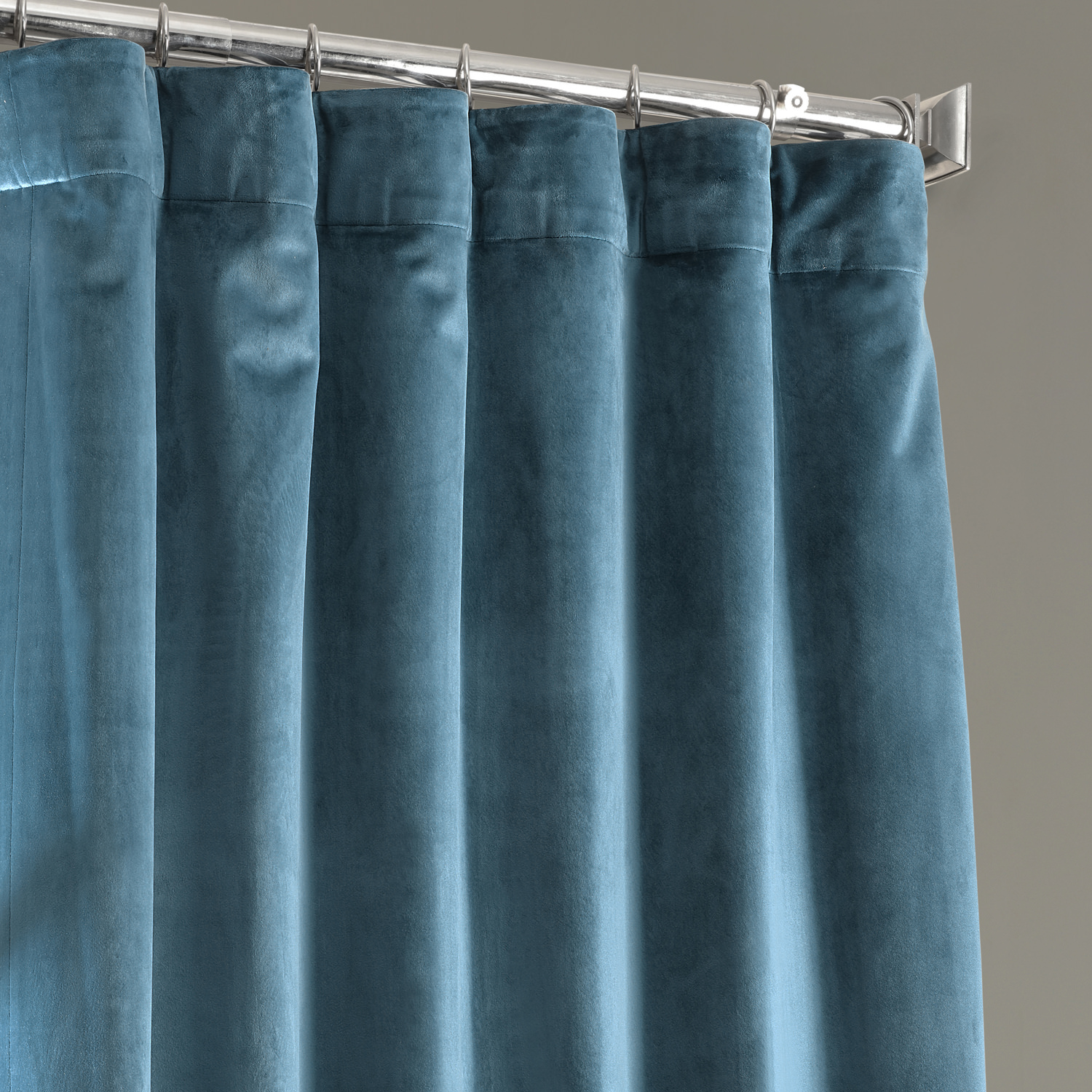 Caspian Blue Plush Velvet Hotel Blackout Curtain