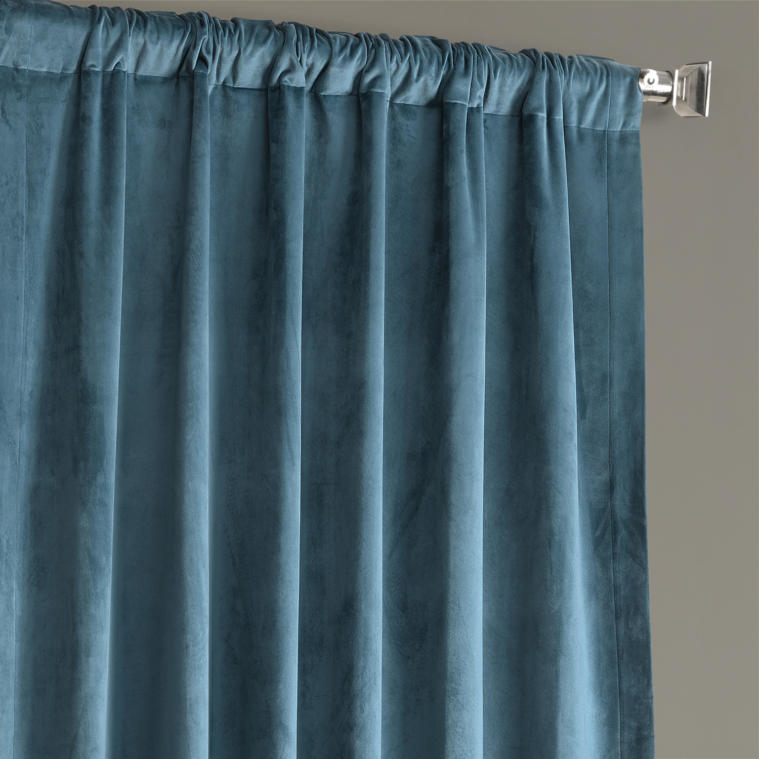 Caspian Blue Plush Velvet Hotel Blackout Curtain