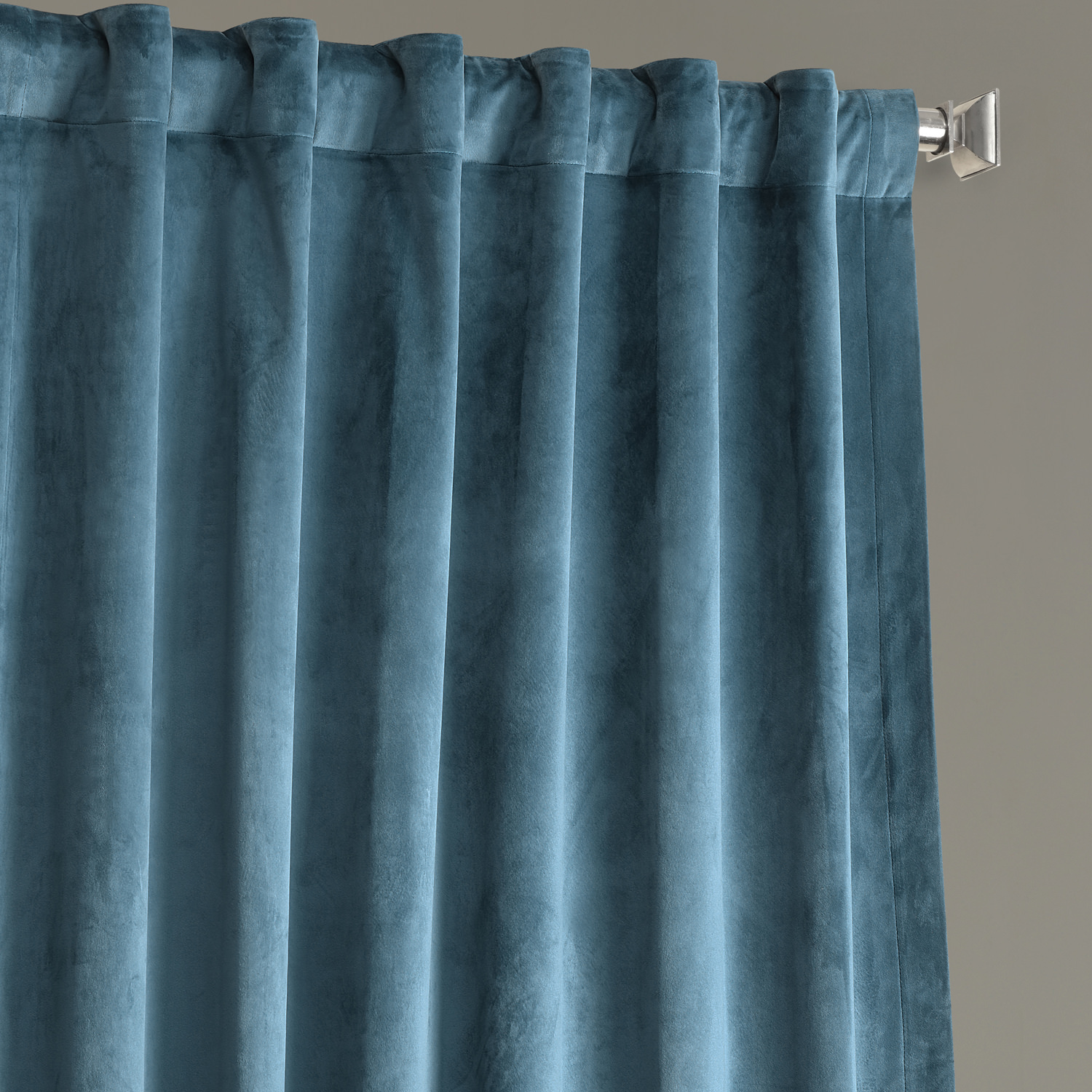 Caspian Blue Plush Velvet Hotel Blackout Curtain