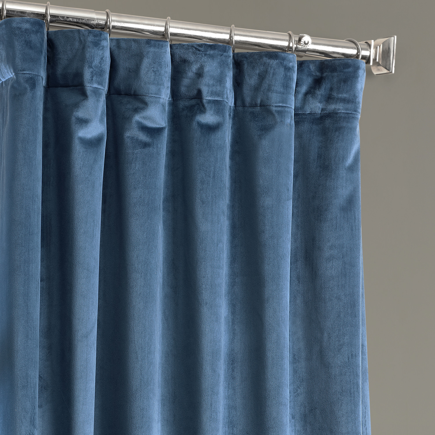 Baroness Blue Plush Velvet Hotel Blackout Curtain