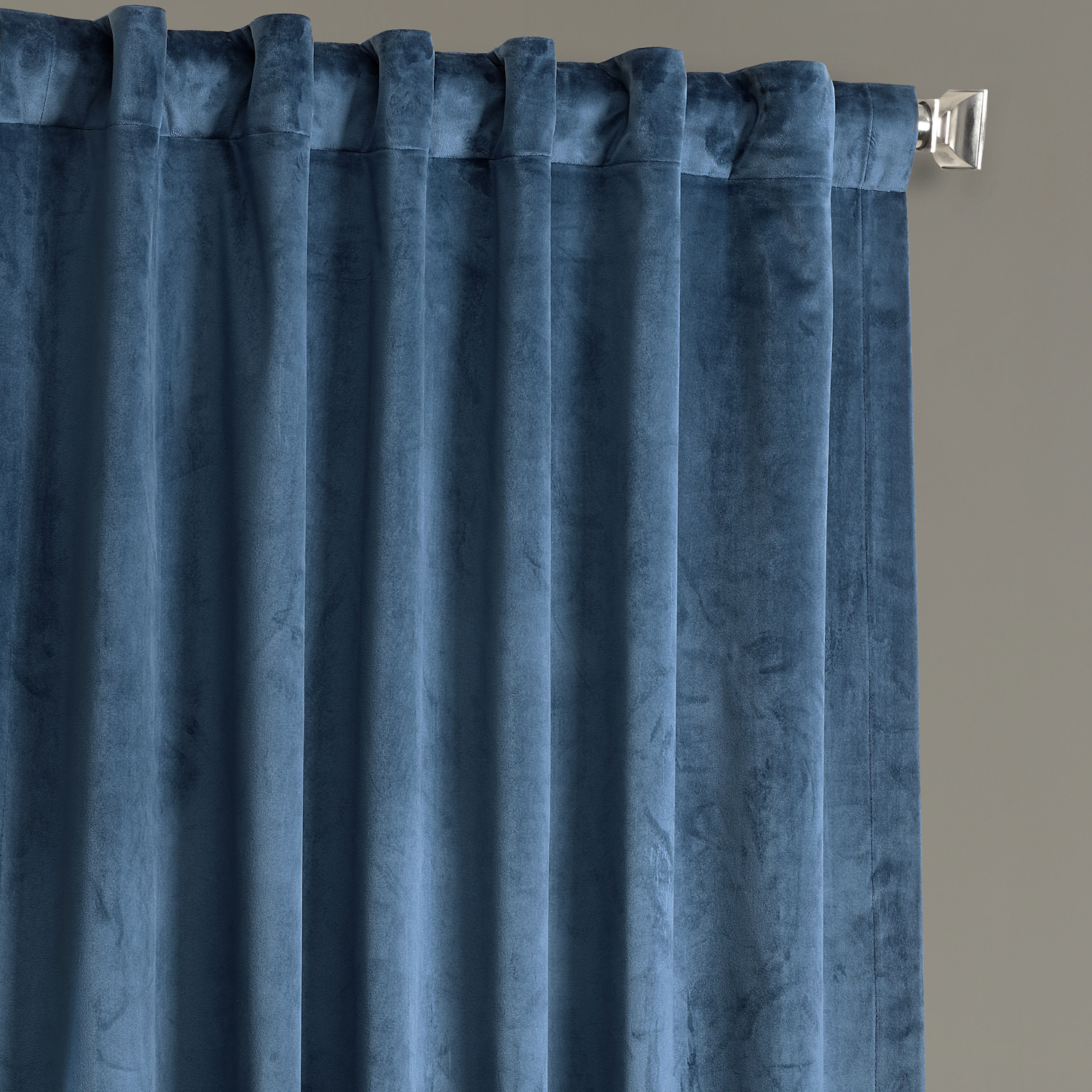 Baroness Blue Plush Velvet Hotel Blackout Curtain