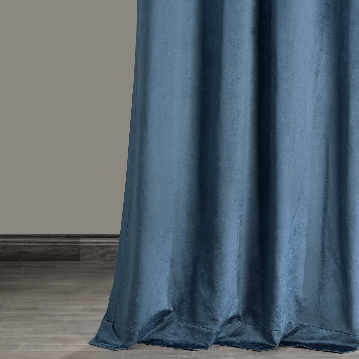 Baroness Blue Plush Velvet Hotel Blackout Curtain