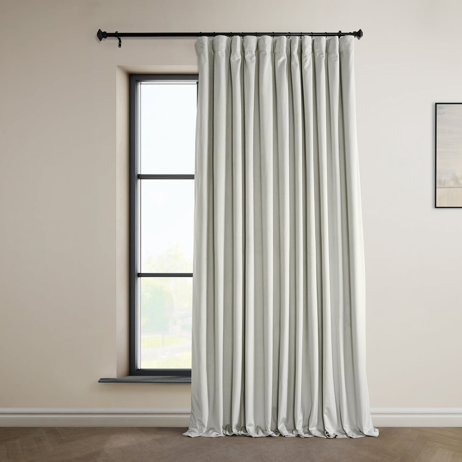 Signature Misty White Plush Velvet Extrawide Hotel Blackout Curtain