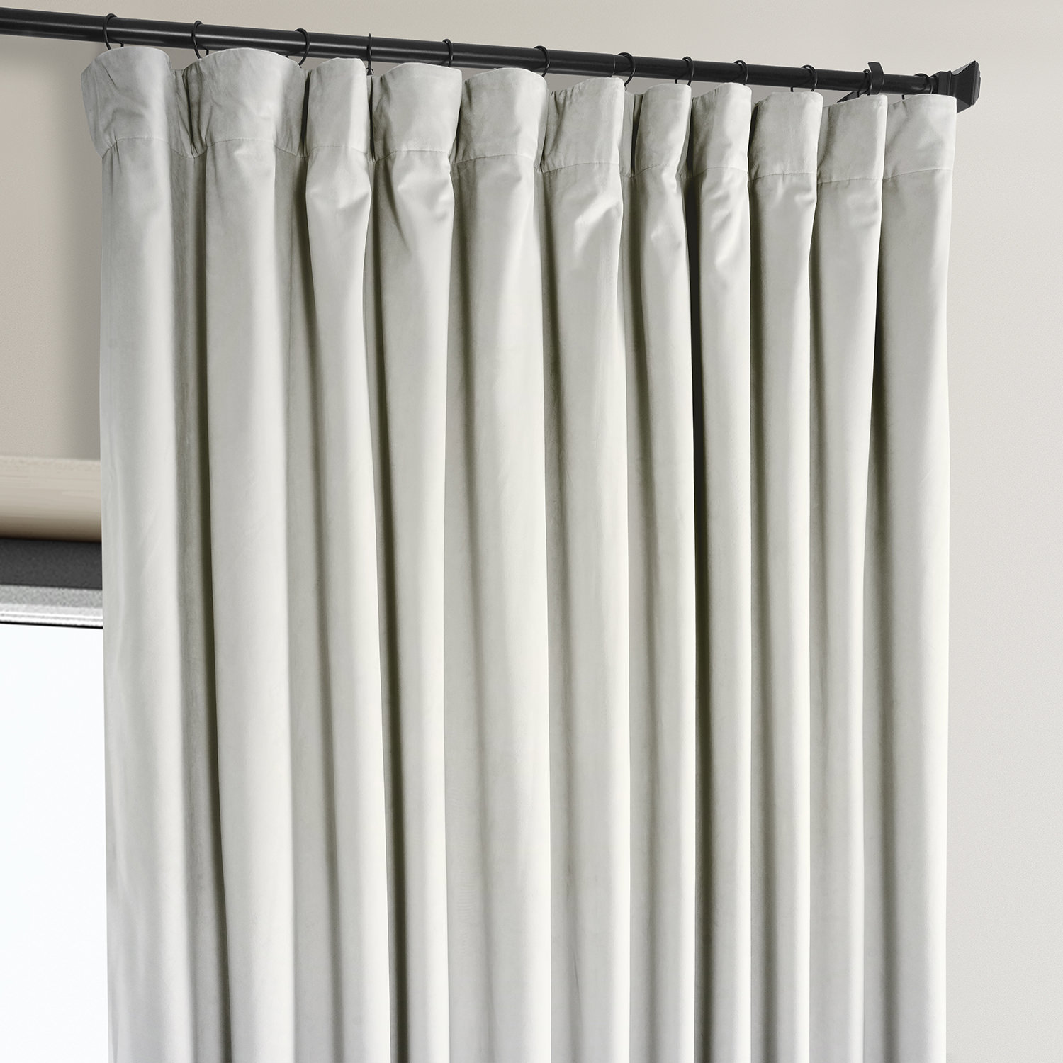 Signature Misty White Plush Velvet Extrawide Hotel Blackout Curtain